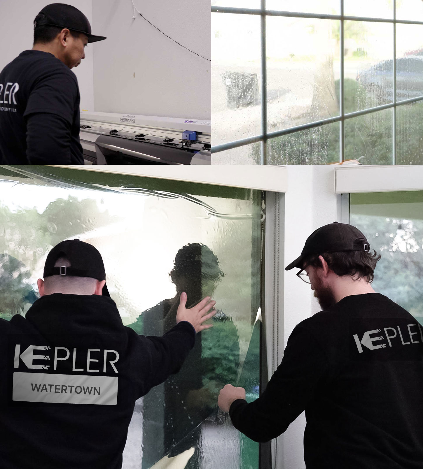 Kepler Technician Installing Advanced Window Tint to Home in Watertown