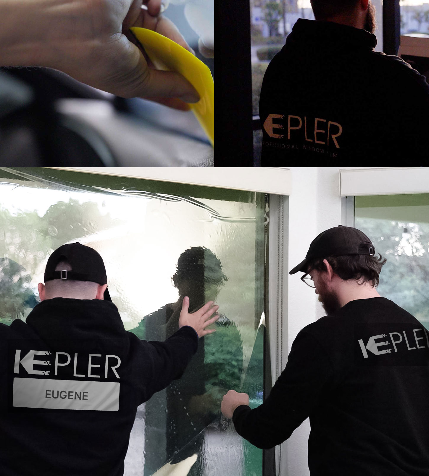 Kepler Technician Applying Advanced Window Tint to Home in Eugene