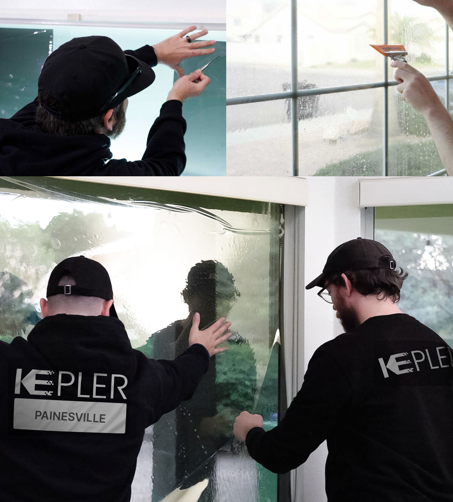 Kepler Technician Installing Ceramic Window Tint to Home in Painesville