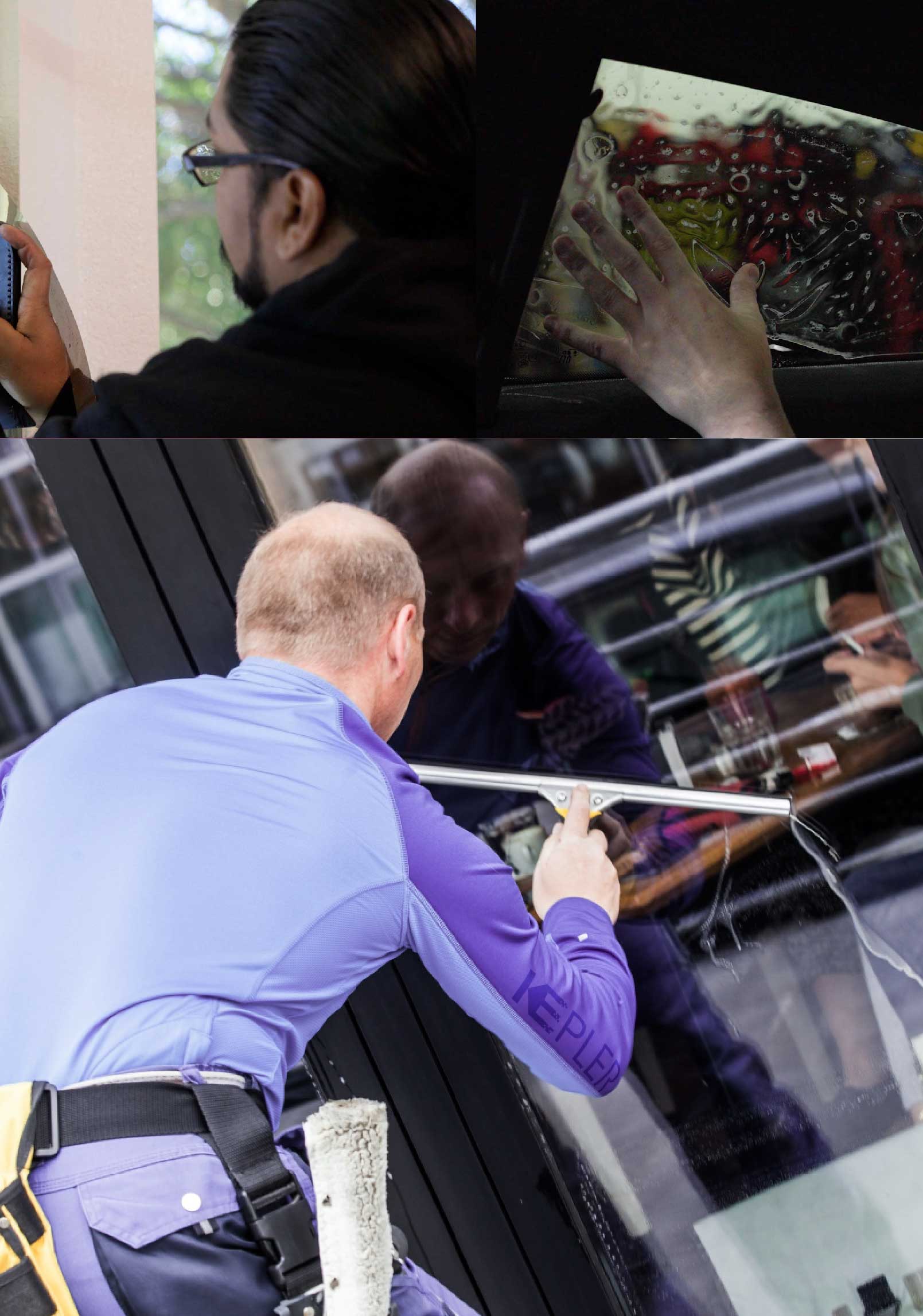 Kepler Expert Applying Anti-Graffiti Window Film to a Chino Hills Shop Front