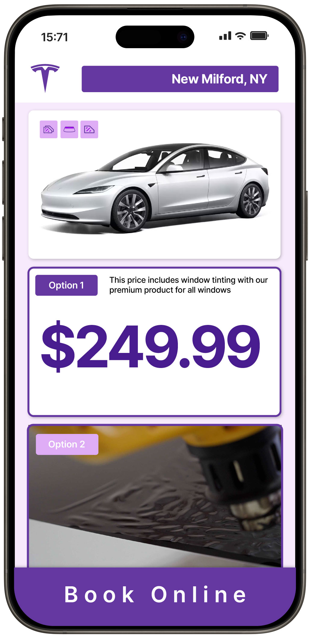 View Competitive Tesla Window Tinting Costs in New Milford, New York