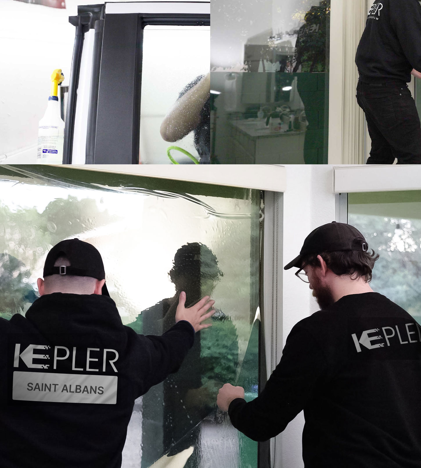 Expert Technician Installing Ceramic Window Tint to Home in Saint Albans