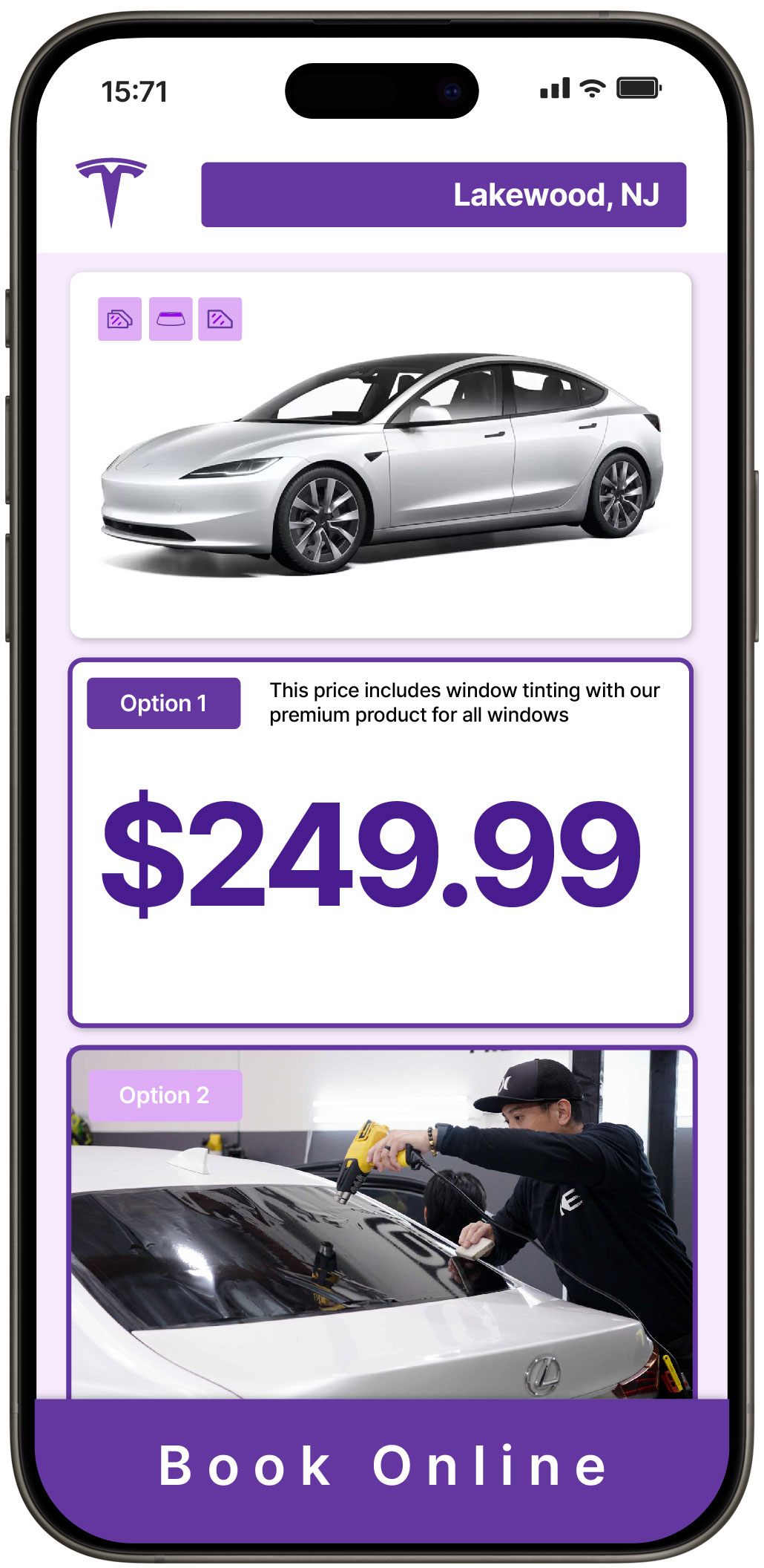 View Competitive Tesla Window Tinting Rates in Lakewood, New Jersey