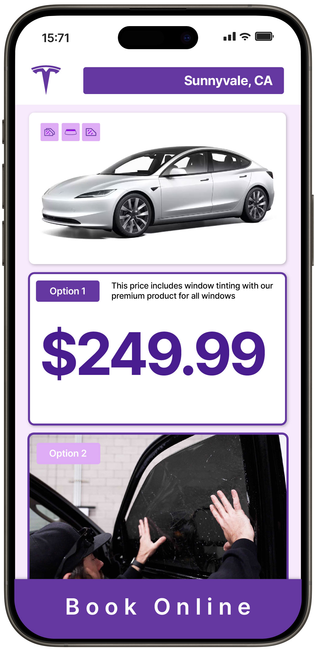 View Affordable Tesla Window Tinting Costs in Sunnyvale, California