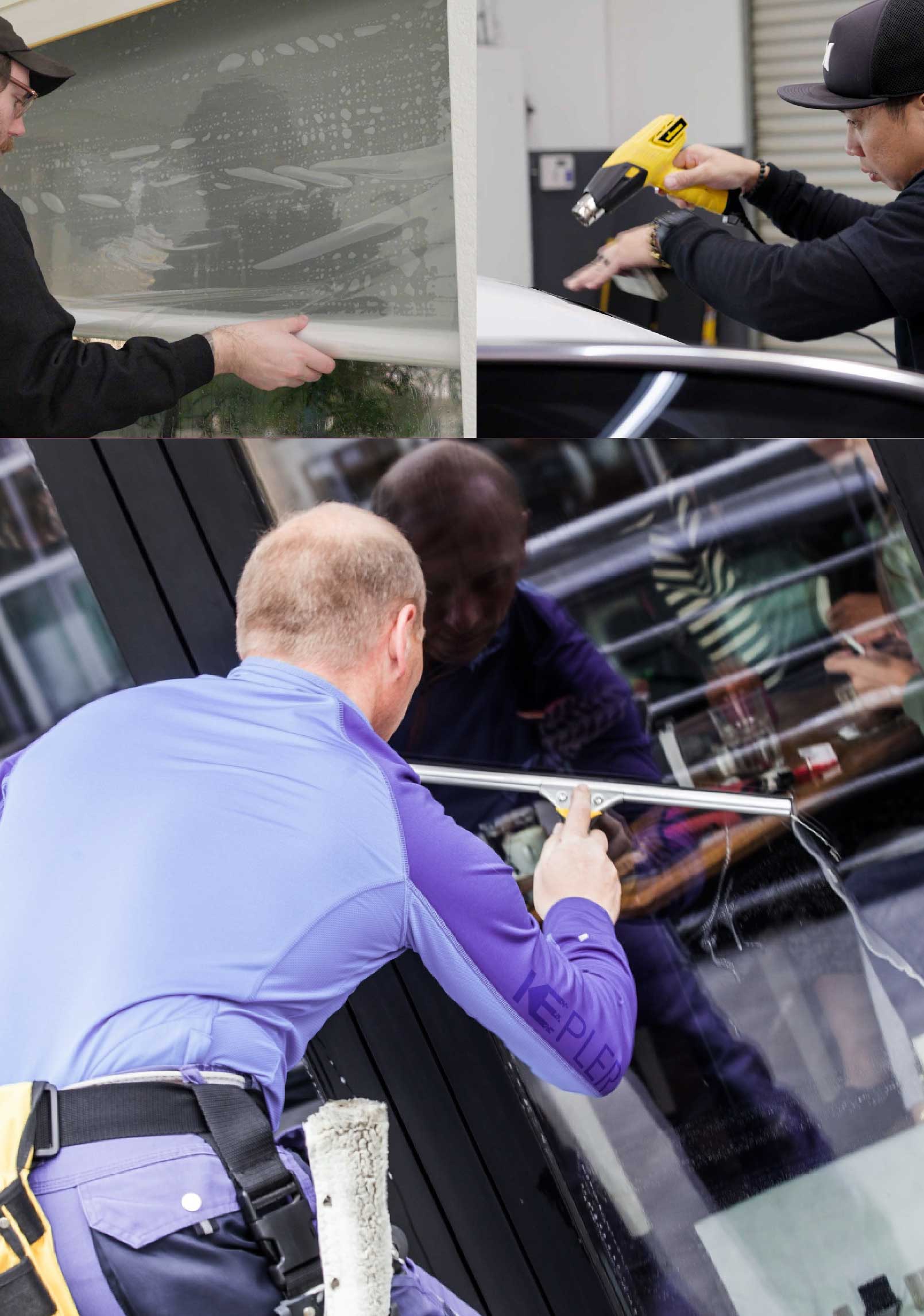Kepler Skilled Applying Anti-Graffiti Window Film to a Baldwin Place Shop Front