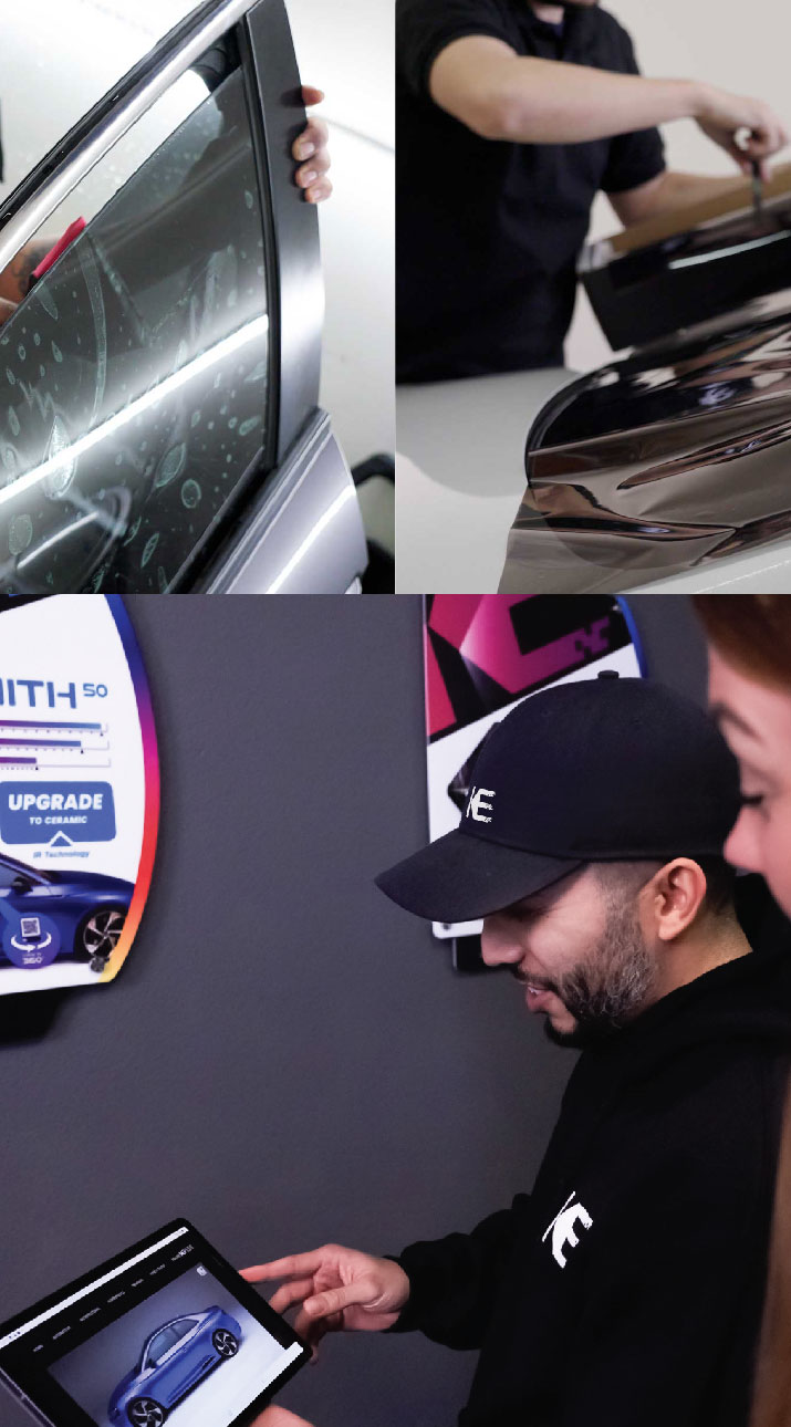 Kepler Dealer Showing Car Window Film Options to Customer in Whittier, California