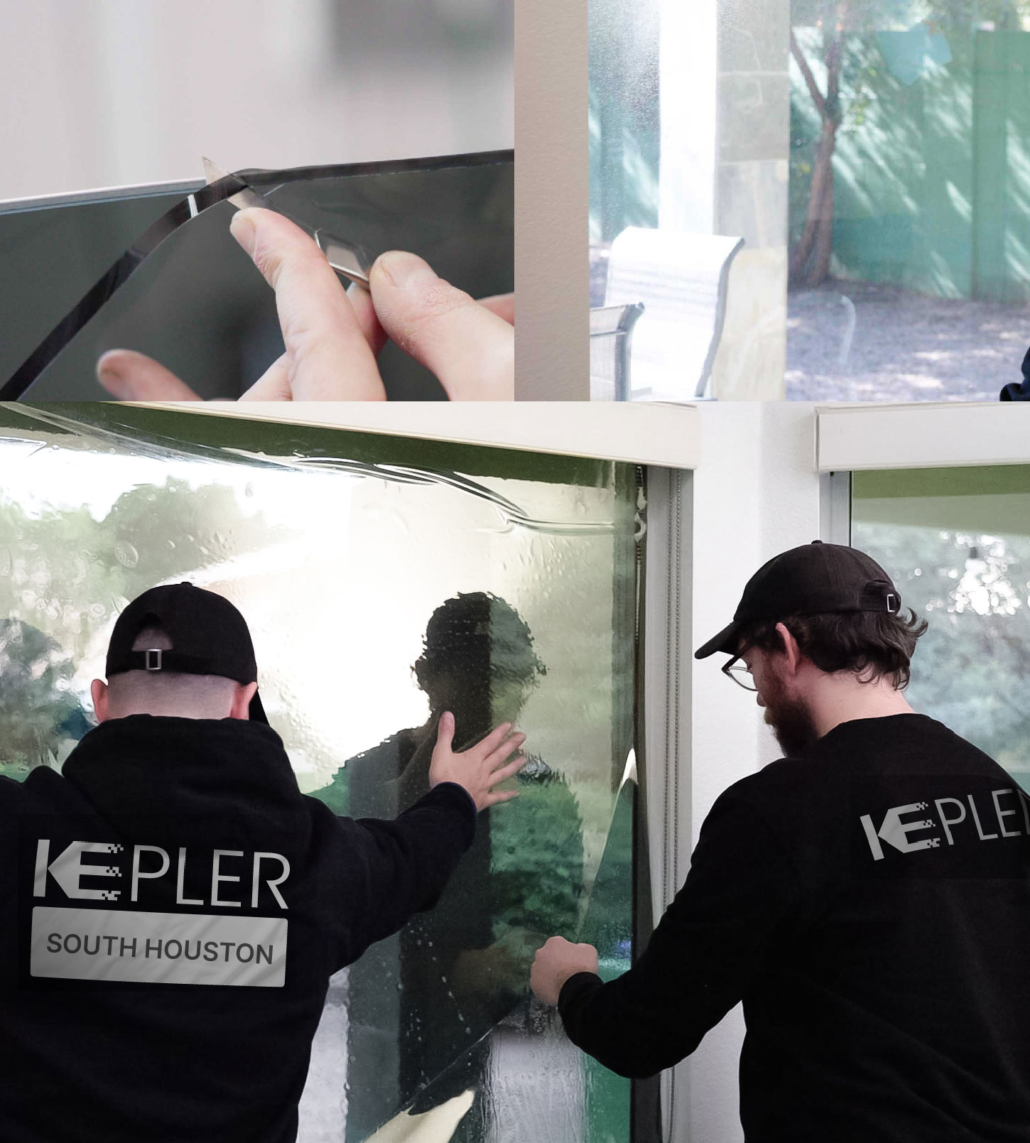 Expert Technician Applying High-tech Window Tint to Home in South Houston