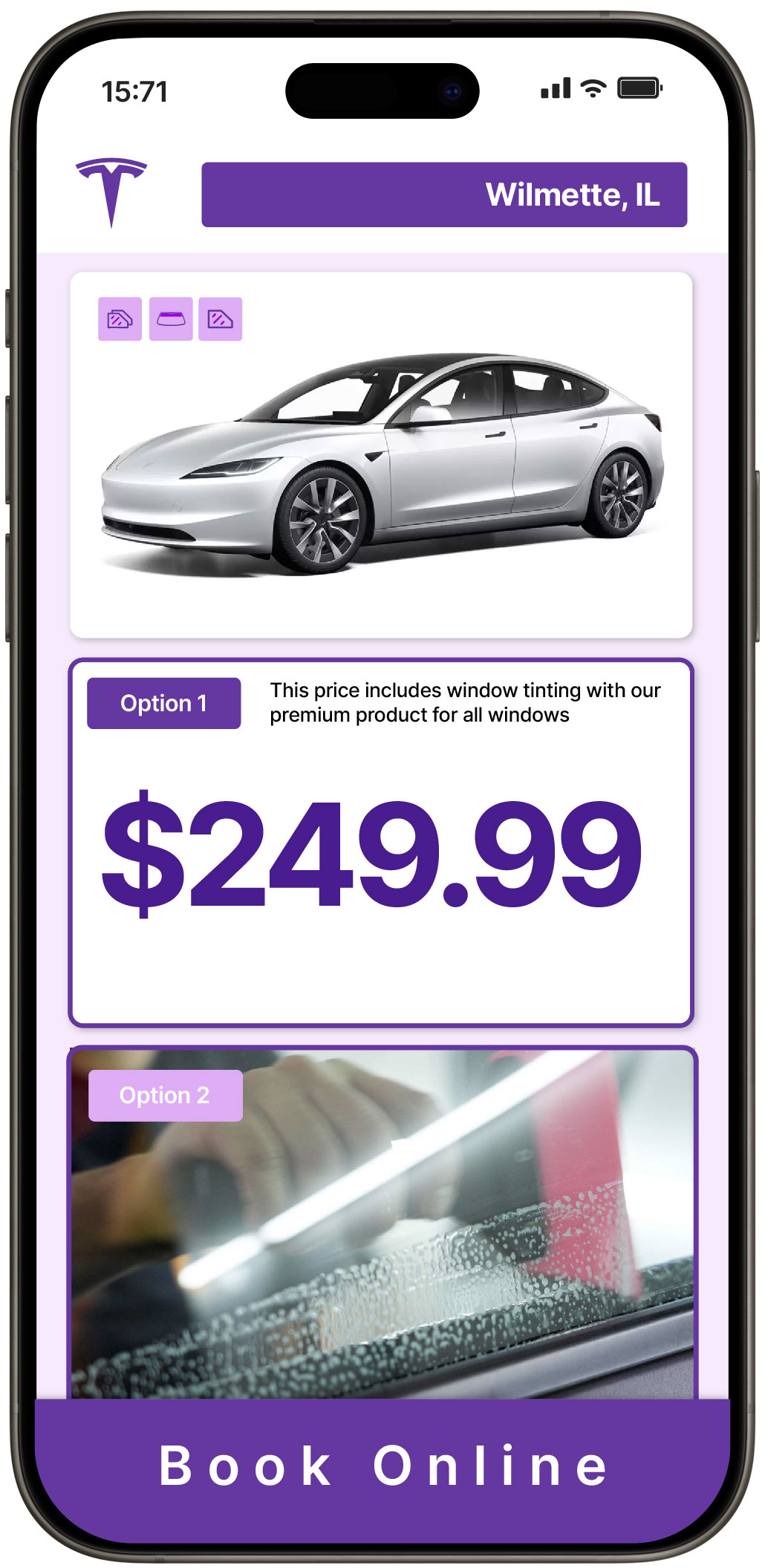 View Affordable Tesla Window Tinting Costs in Wilmette, Illinois