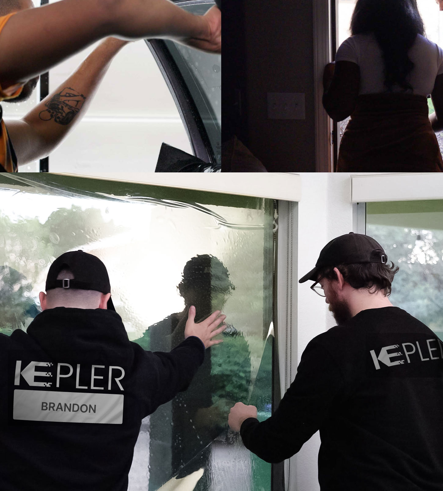 Kepler Technician Fitting High-tech Window Tint to Home in Brandon