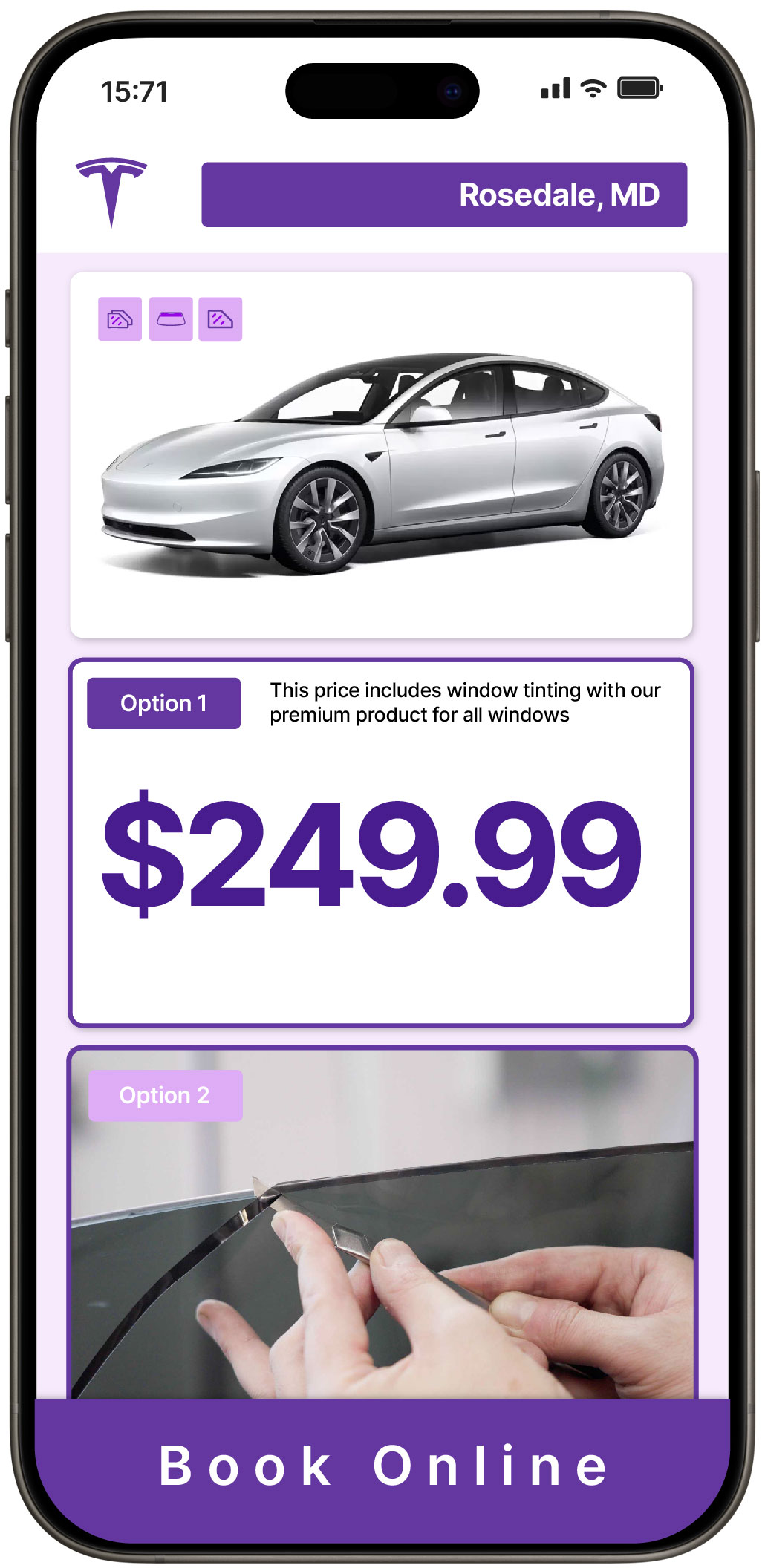 View Competitive Tesla Window Tinting Rates in Rosedale, Maryland