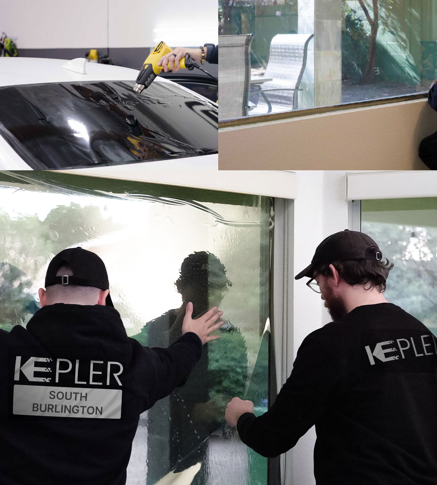 Expert Technician Installing Advanced Window Tint to Home in South Burlington