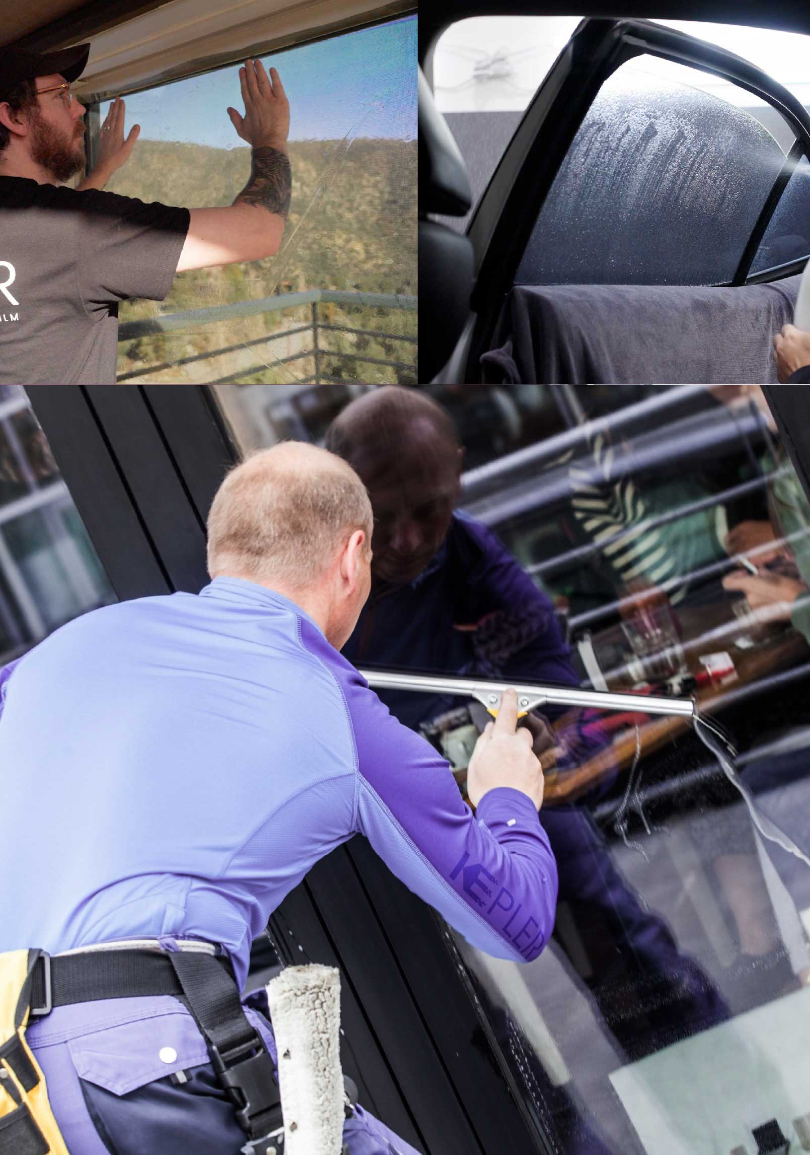 Kepler Professional Applying Anti-Graffiti Window Film to a Lexington Shop Front