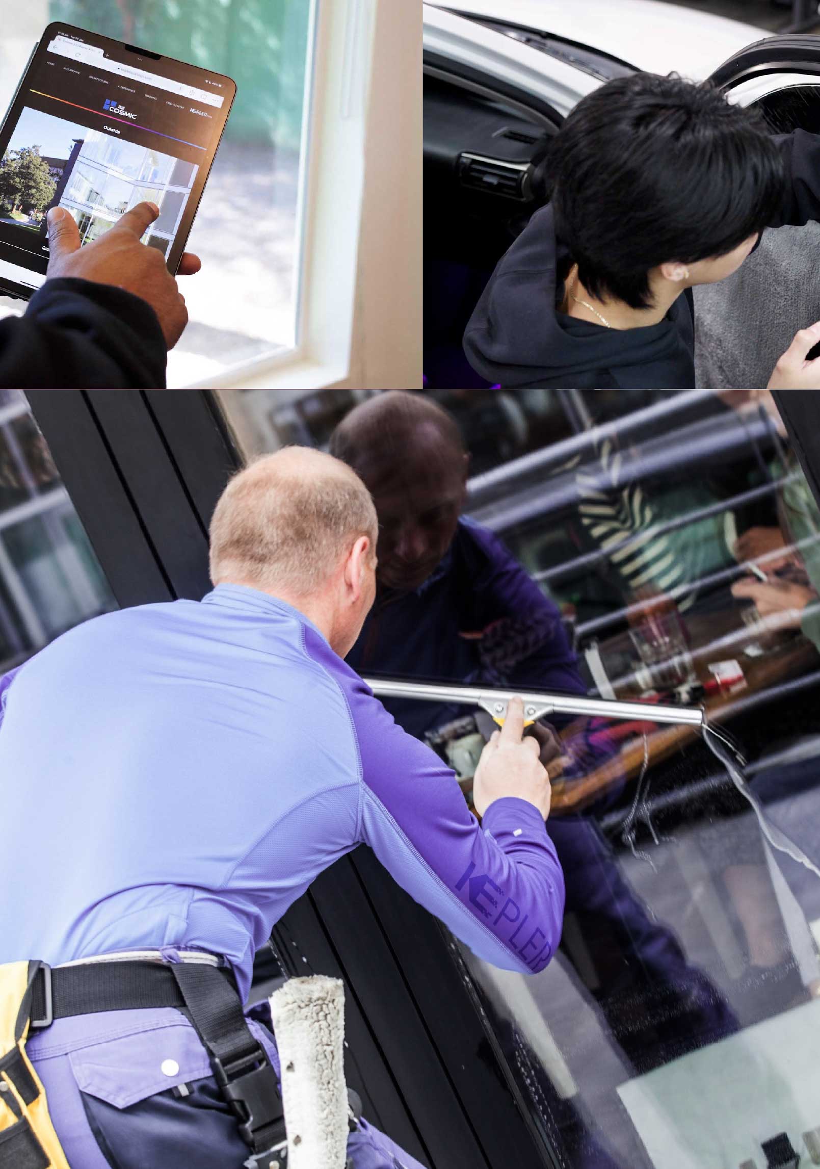 Kepler Skilled Applying Anti-Graffiti Window Film to a Branford Shop Front
