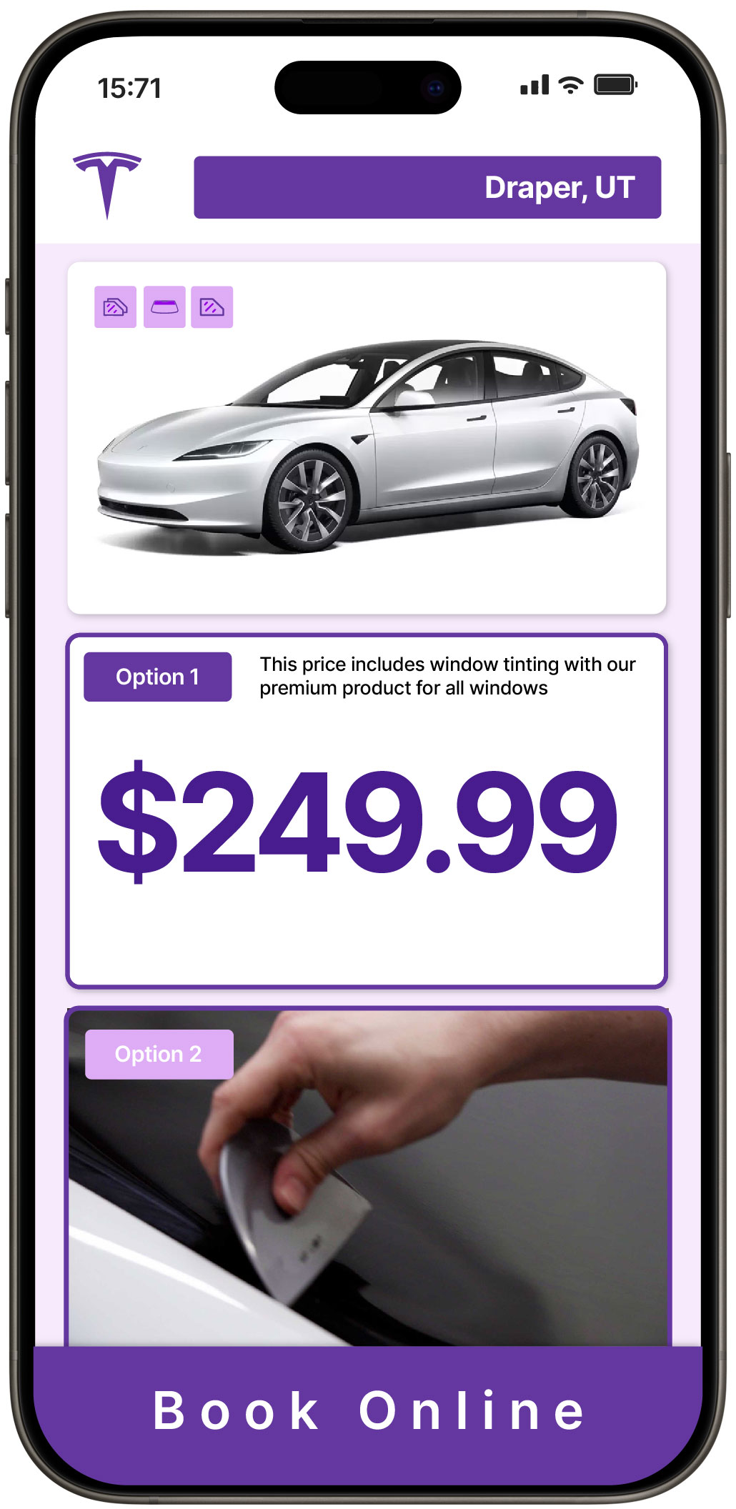 View Competitive Tesla Window Tinting Costs in Draper, Utah