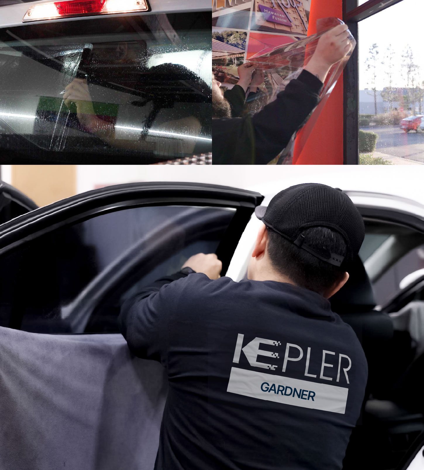 Automotive Window Tinting Expert Applying Film in Gardner, Kansas