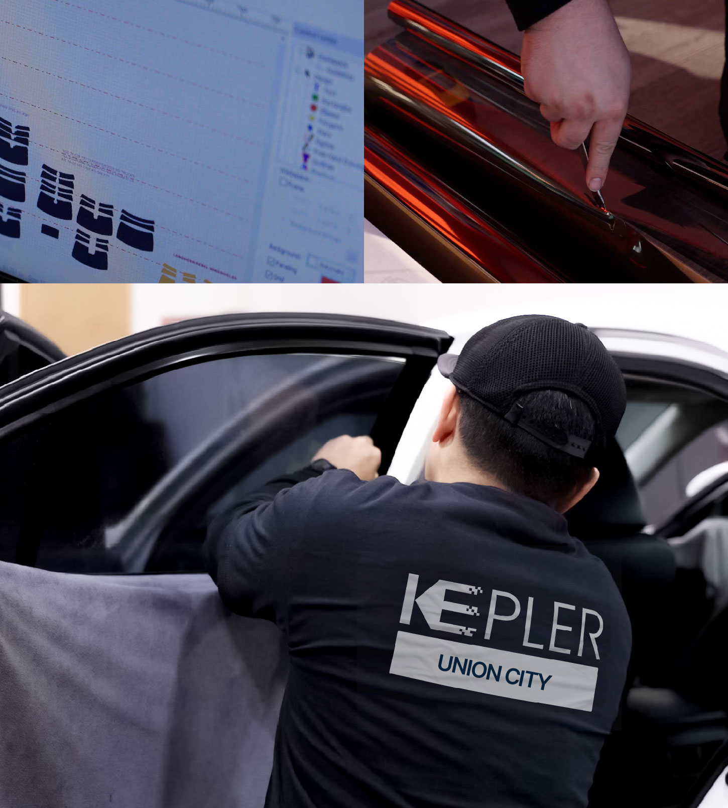 Automotive Window Tinting Expert Applying Film in Union City, Georgia