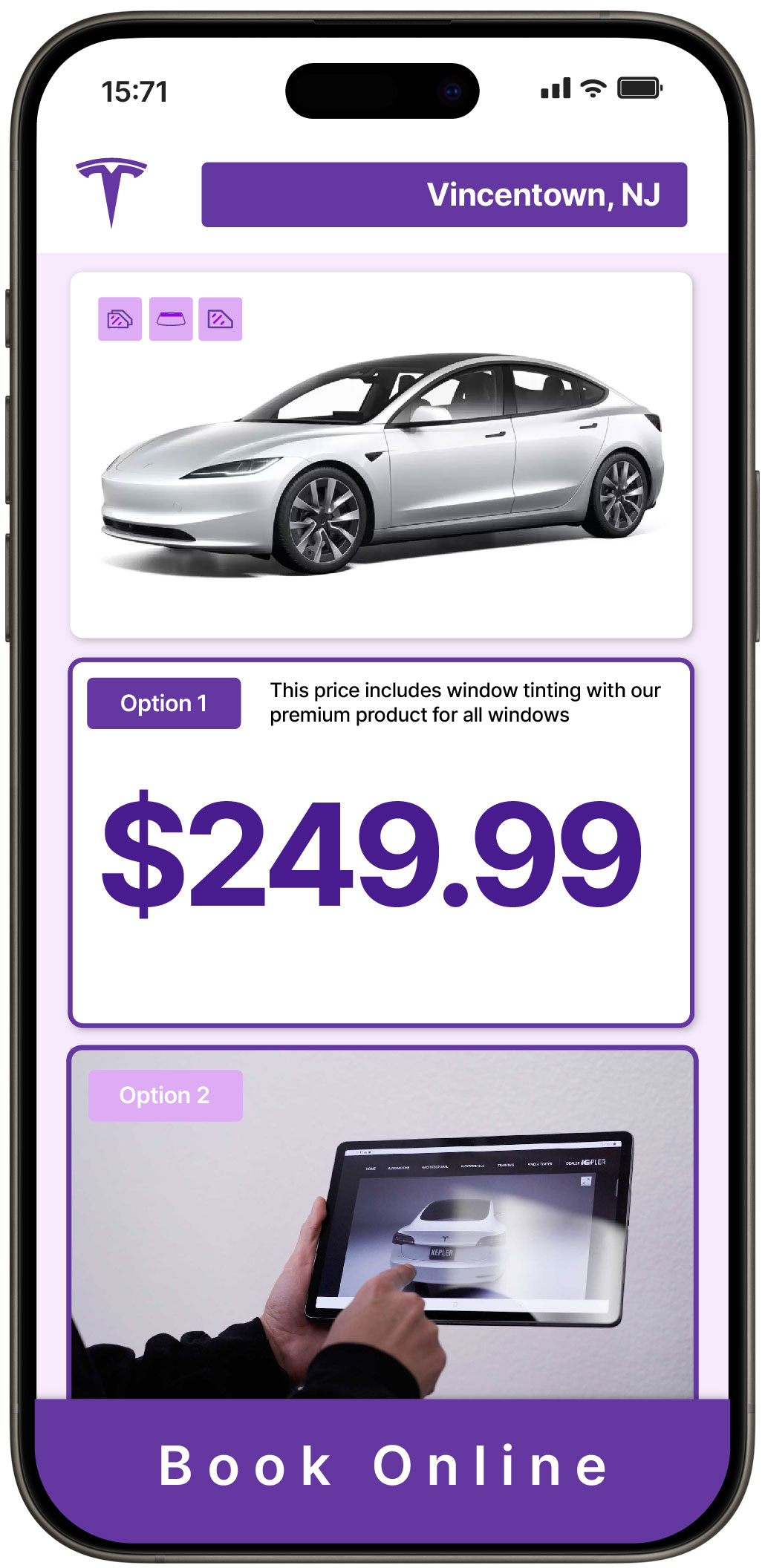 View Reasonable Tesla Window Tinting Rates in Vincentown, New Jersey