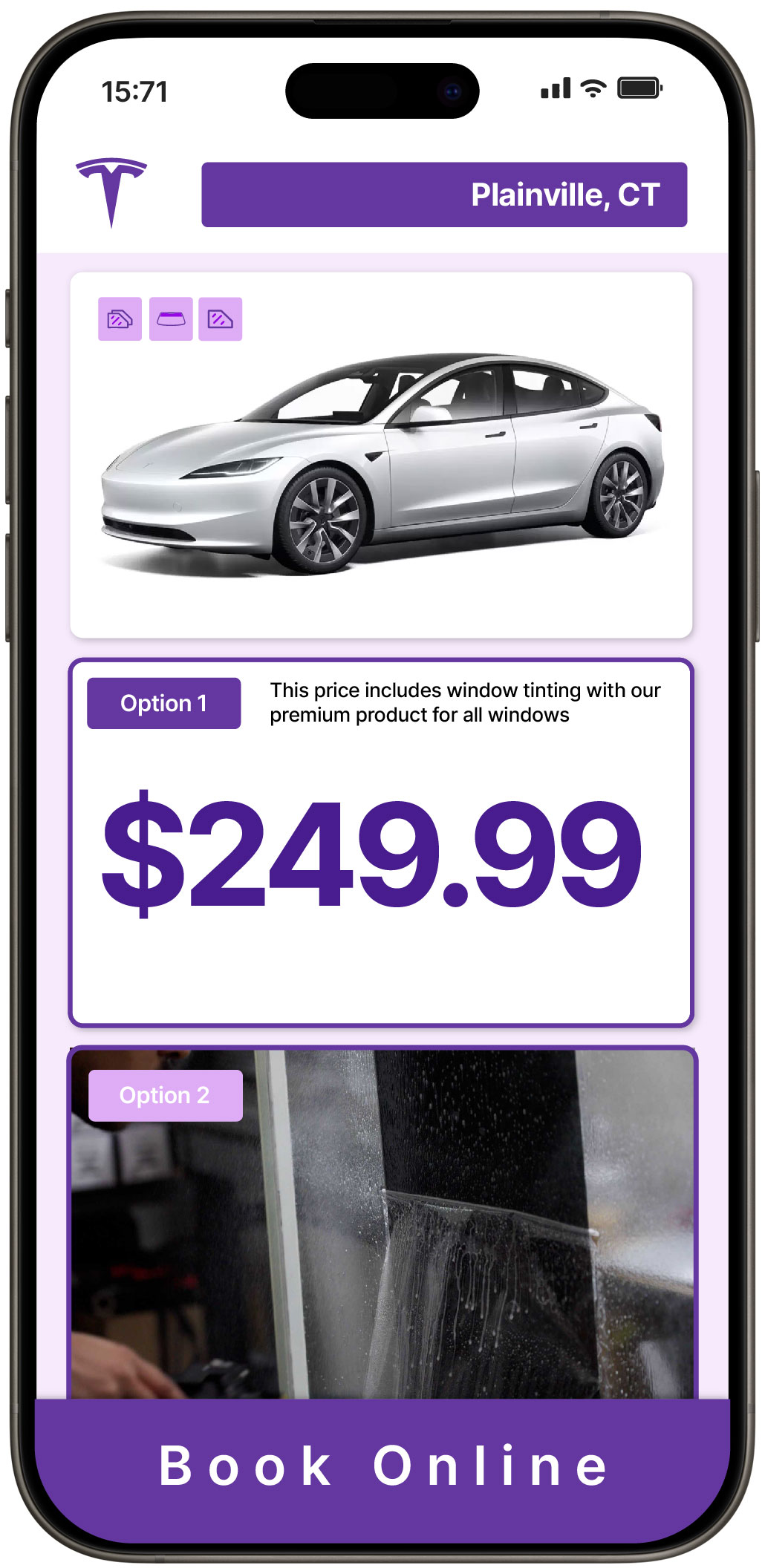 View Reasonable Tesla Window Tinting Rates in Plainville, Connecticut