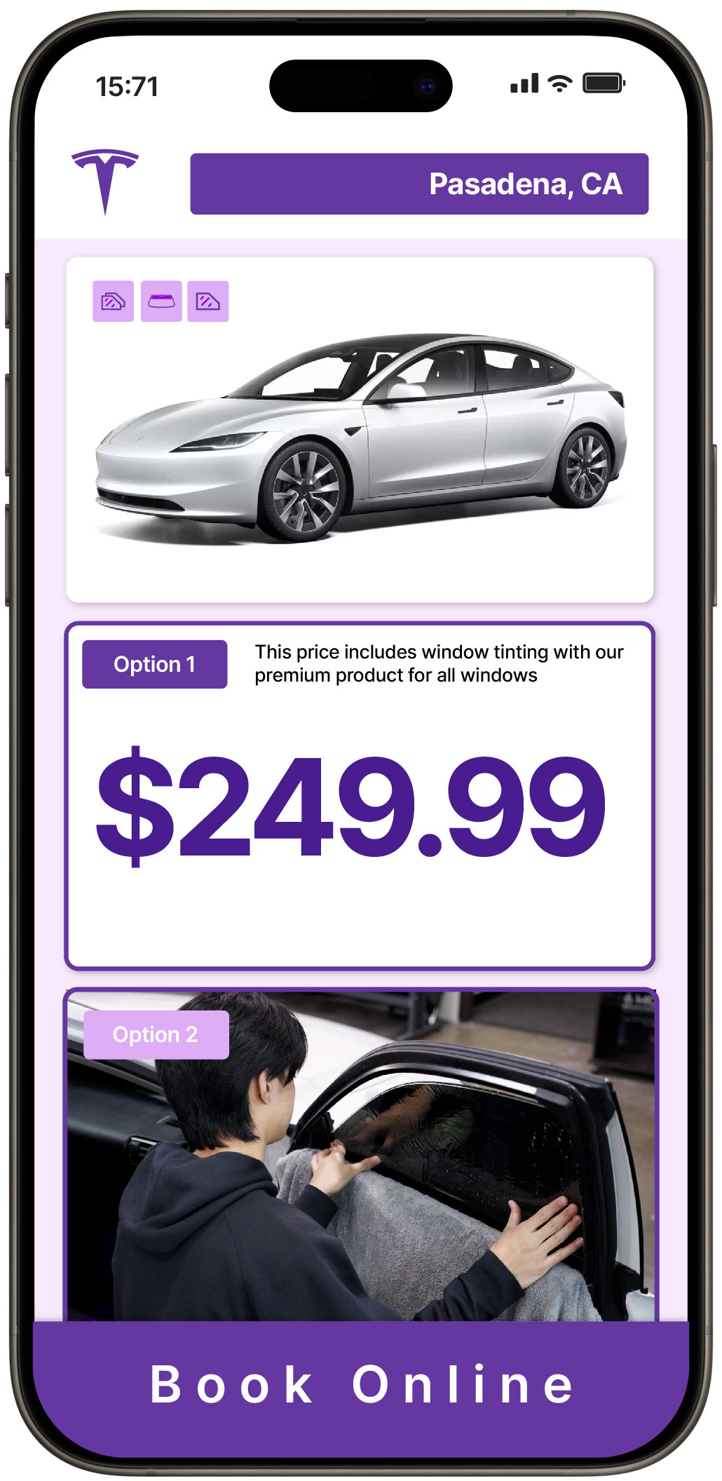 View Affordable Tesla Window Tinting Rates in Pasadena, California
