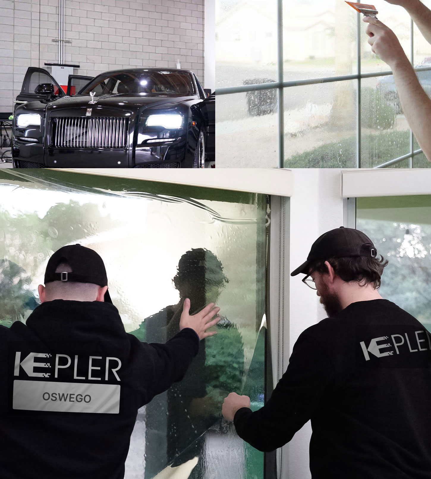 Kepler Technician Installing High-tech Window Tint to Home in Oswego
