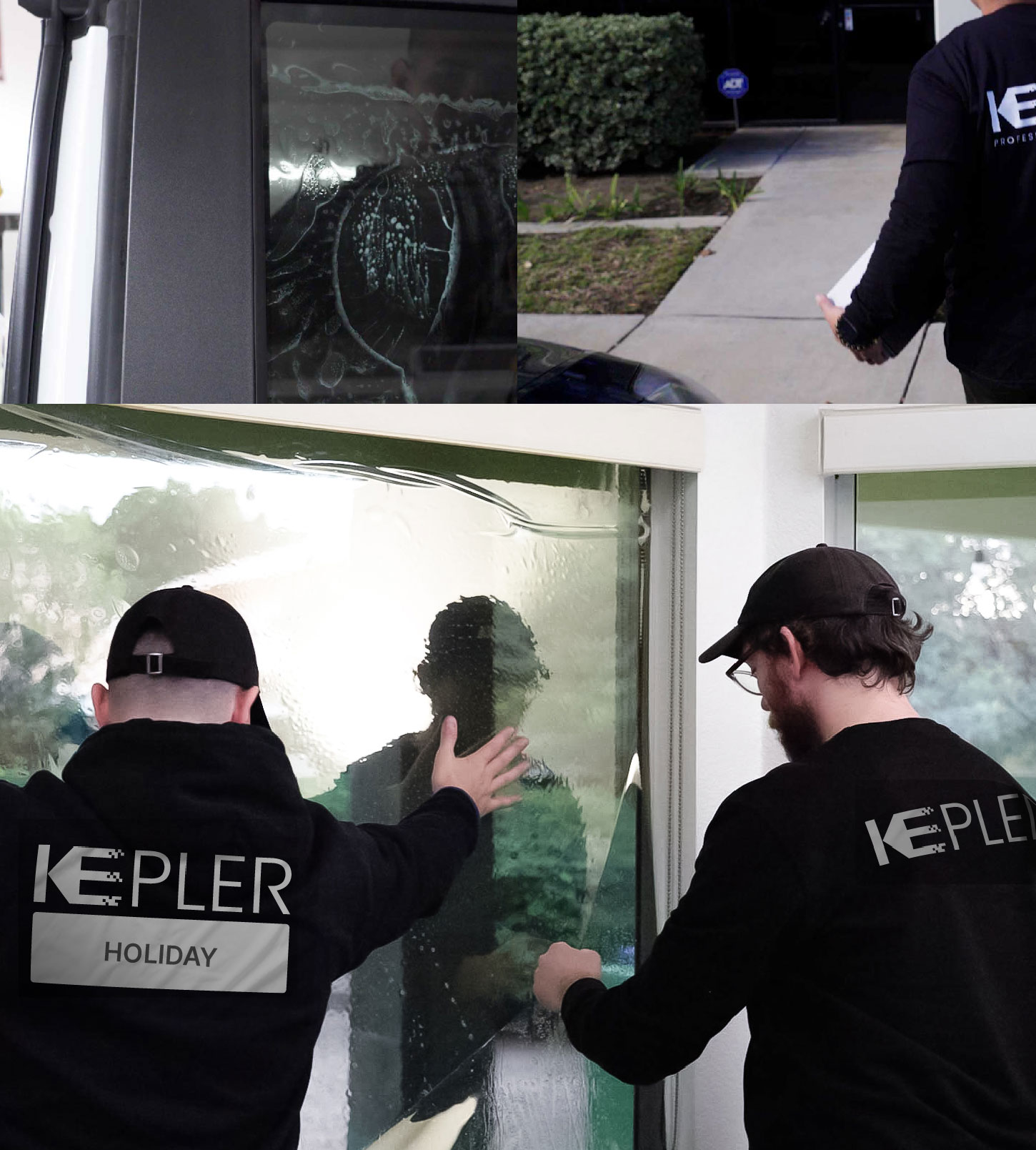 Kepler Technician Applying Advanced Window Tint to Home in Holiday