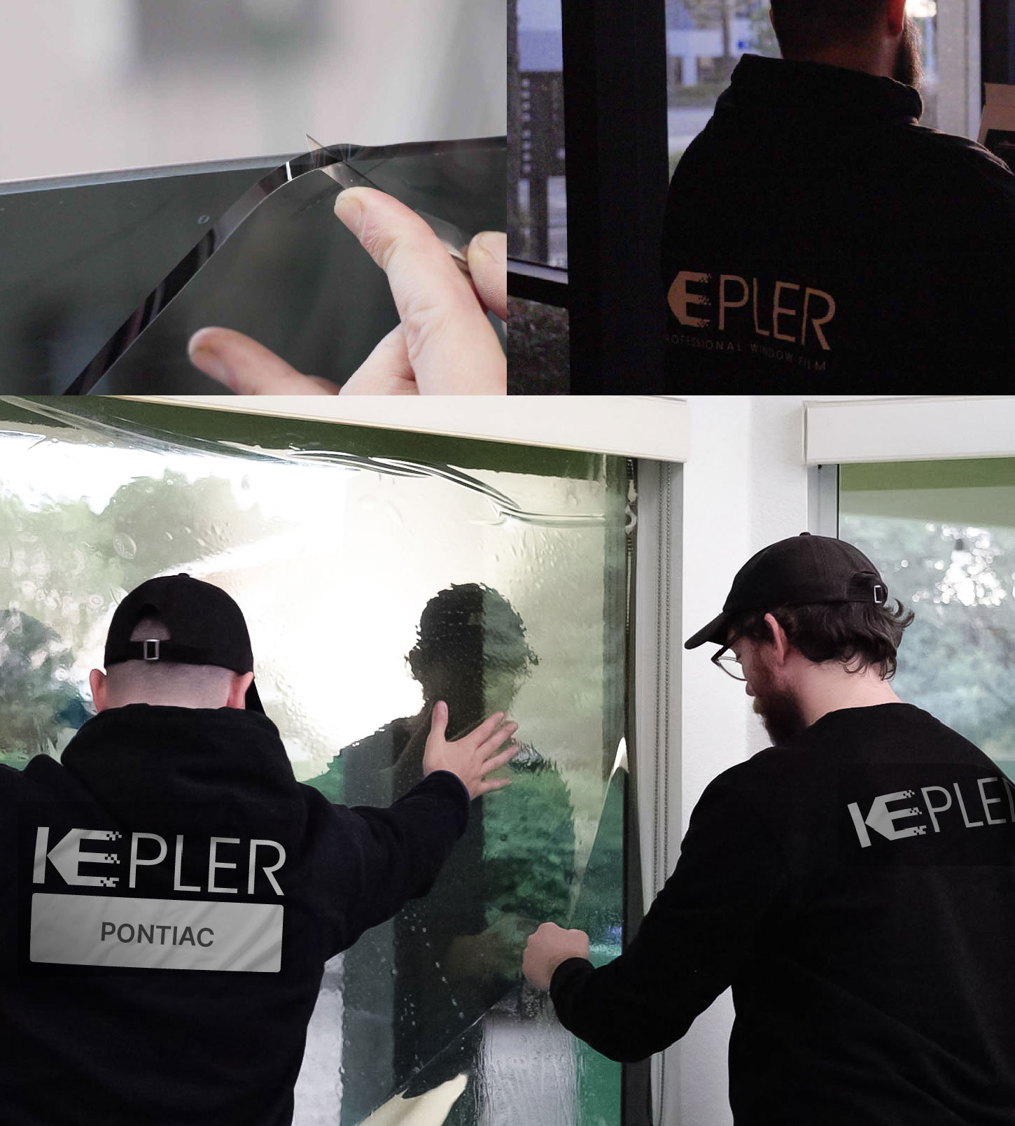 Kepler Technician Fitting Ceramic Window Tint to Home in Pontiac