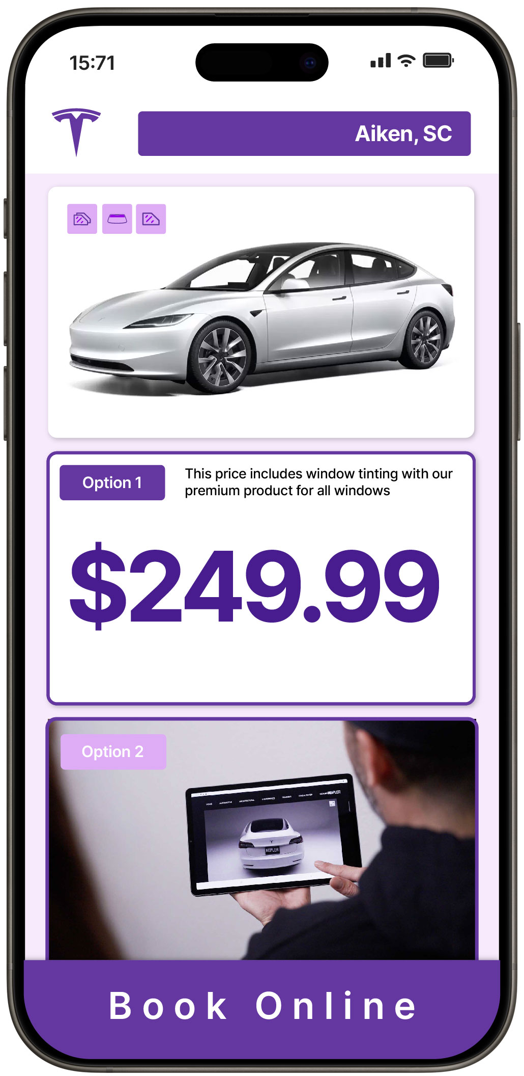 View Competitive Tesla Window Tinting Prices in Aiken, South Carolina