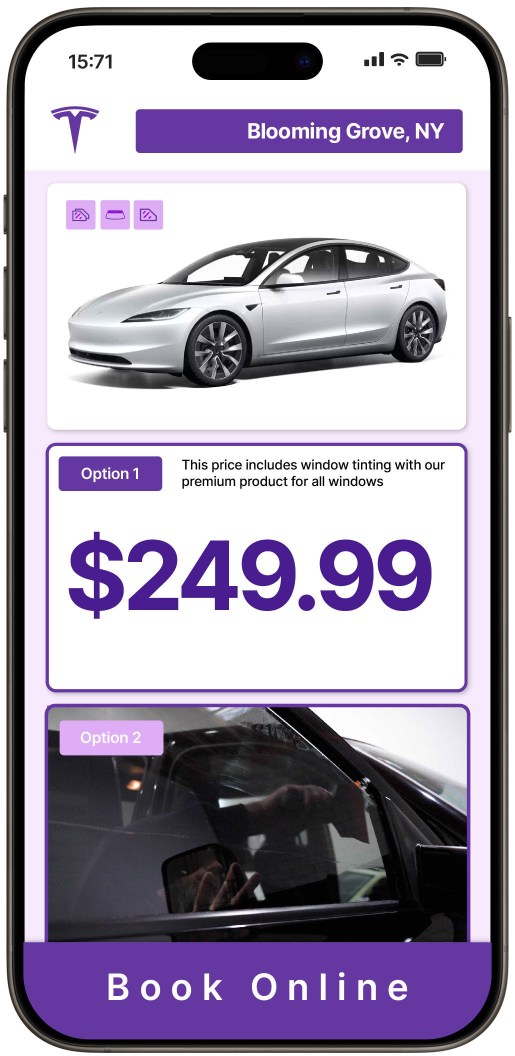 View Affordable Tesla Window Tinting Rates in Blooming Grove, New York