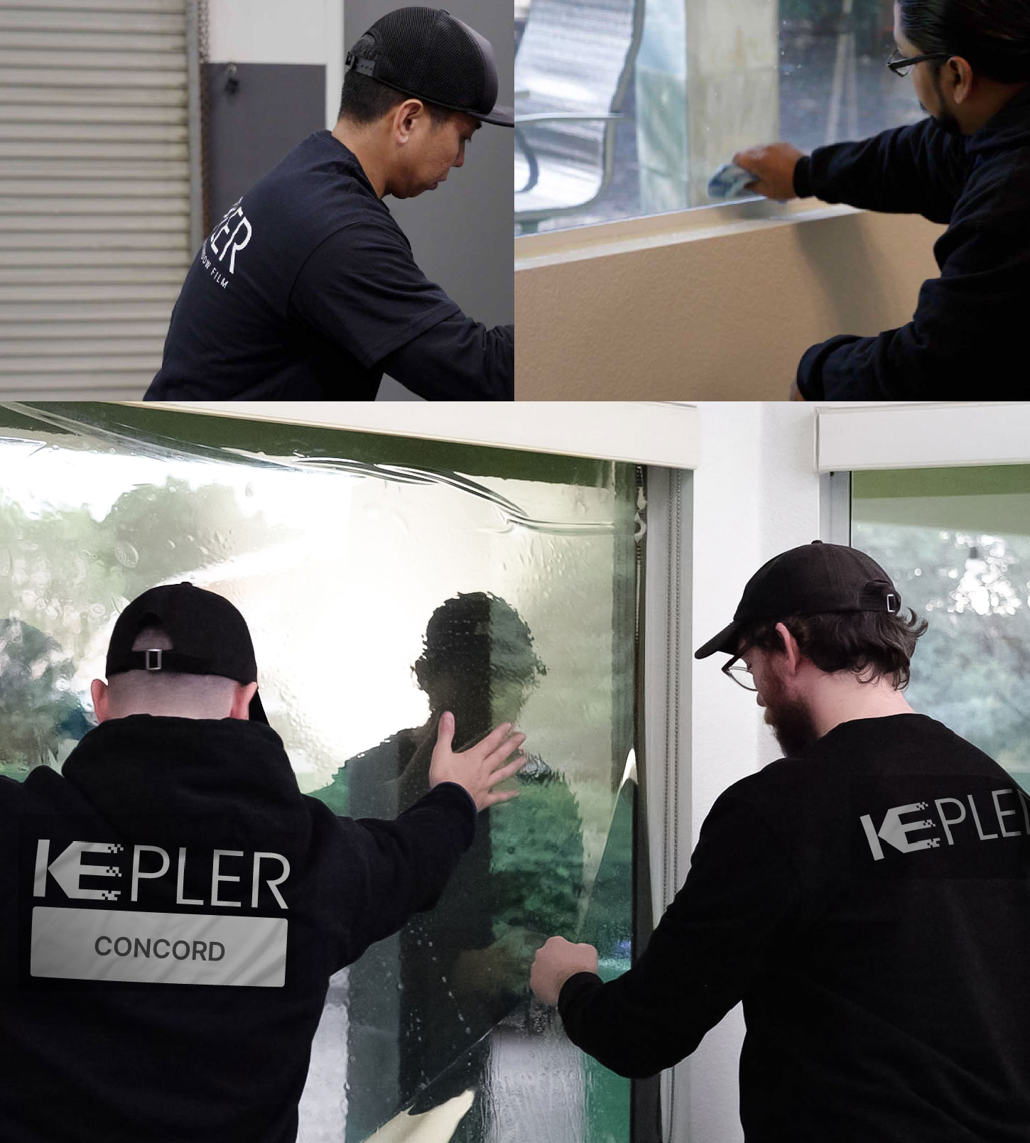 Expert Technician Installing Ceramic Window Tint to Home in Concord