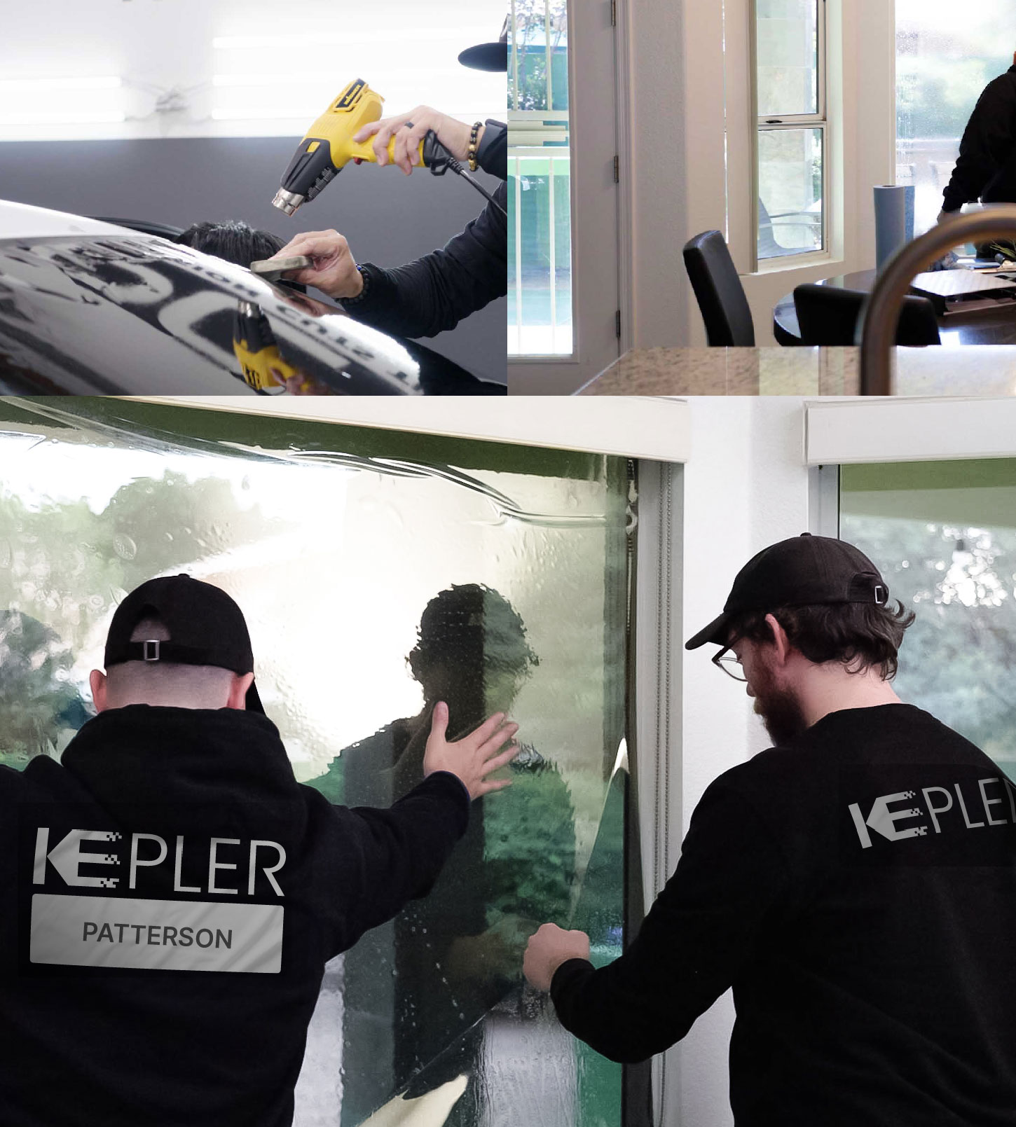 Expert Technician Applying High-tech Window Tint to Home in Patterson