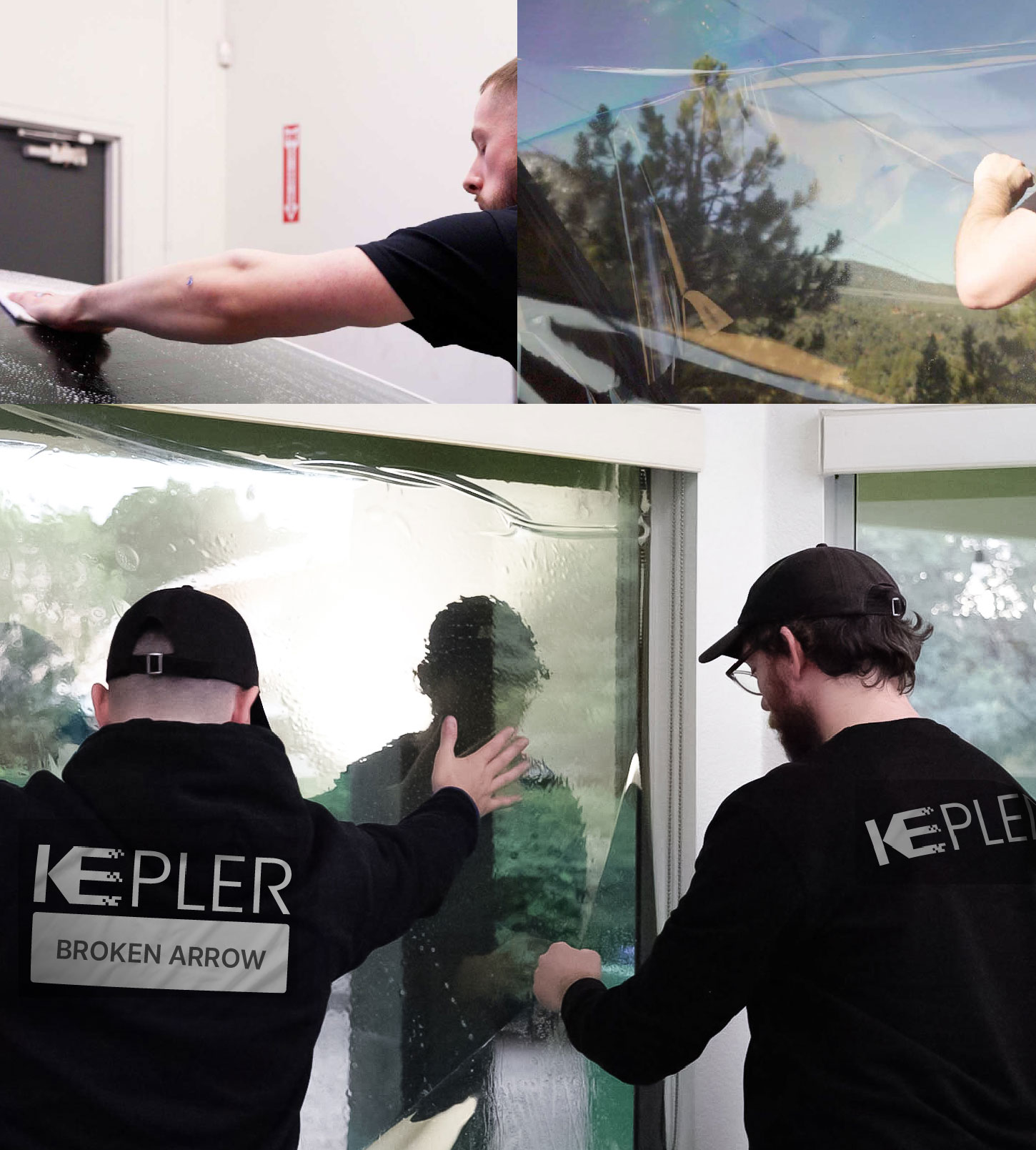 Kepler Technician Applying Advanced Window Tint to Home in Broken Arrow