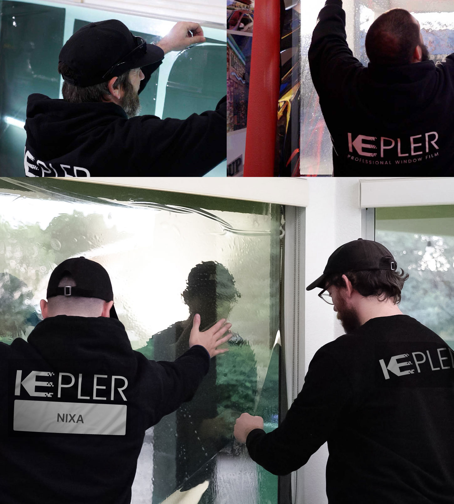 Expert Technician Fitting High-tech Window Tint to Home in Nixa