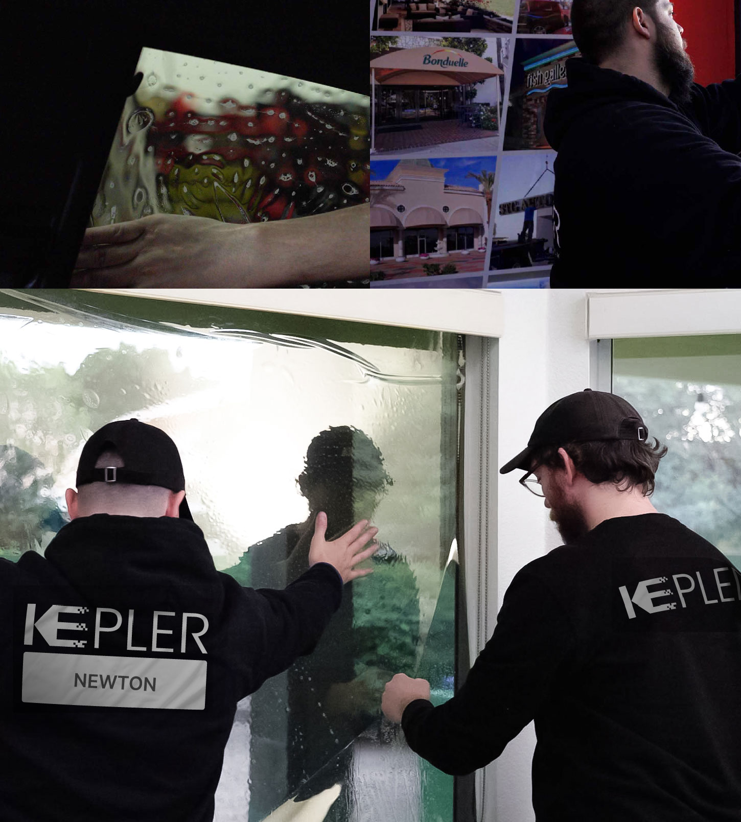 Expert Technician Applying High-tech Window Tint to Home in Newton