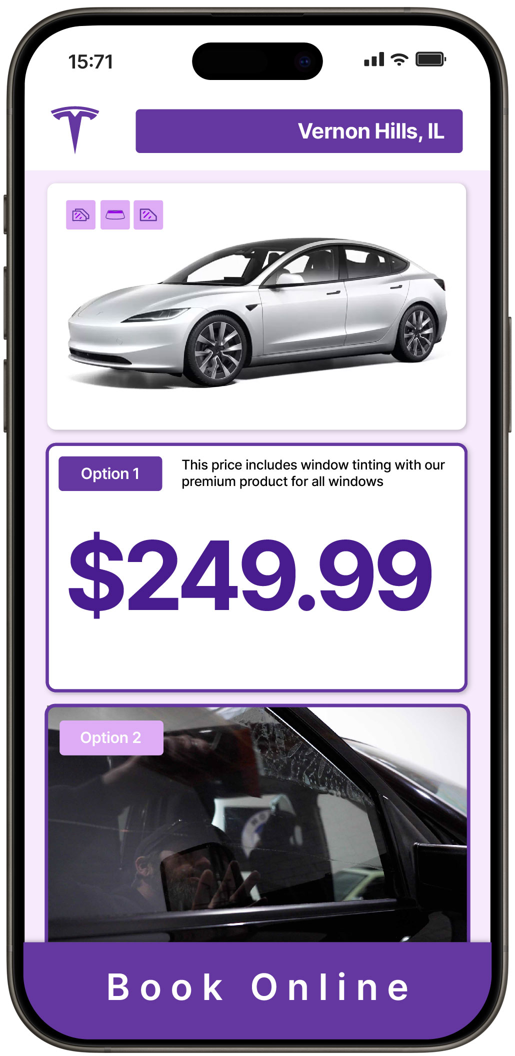 View Reasonable Tesla Window Tinting Prices in Vernon Hills, Illinois