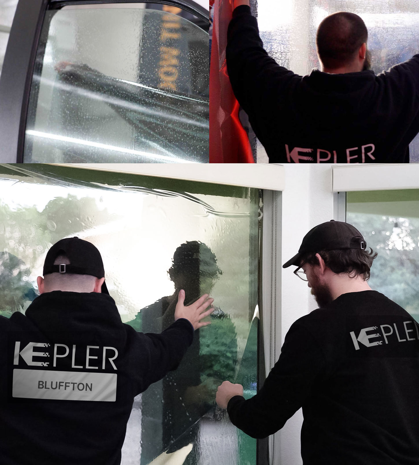 Expert Technician Fitting Ceramic Window Tint to Home in Bluffton