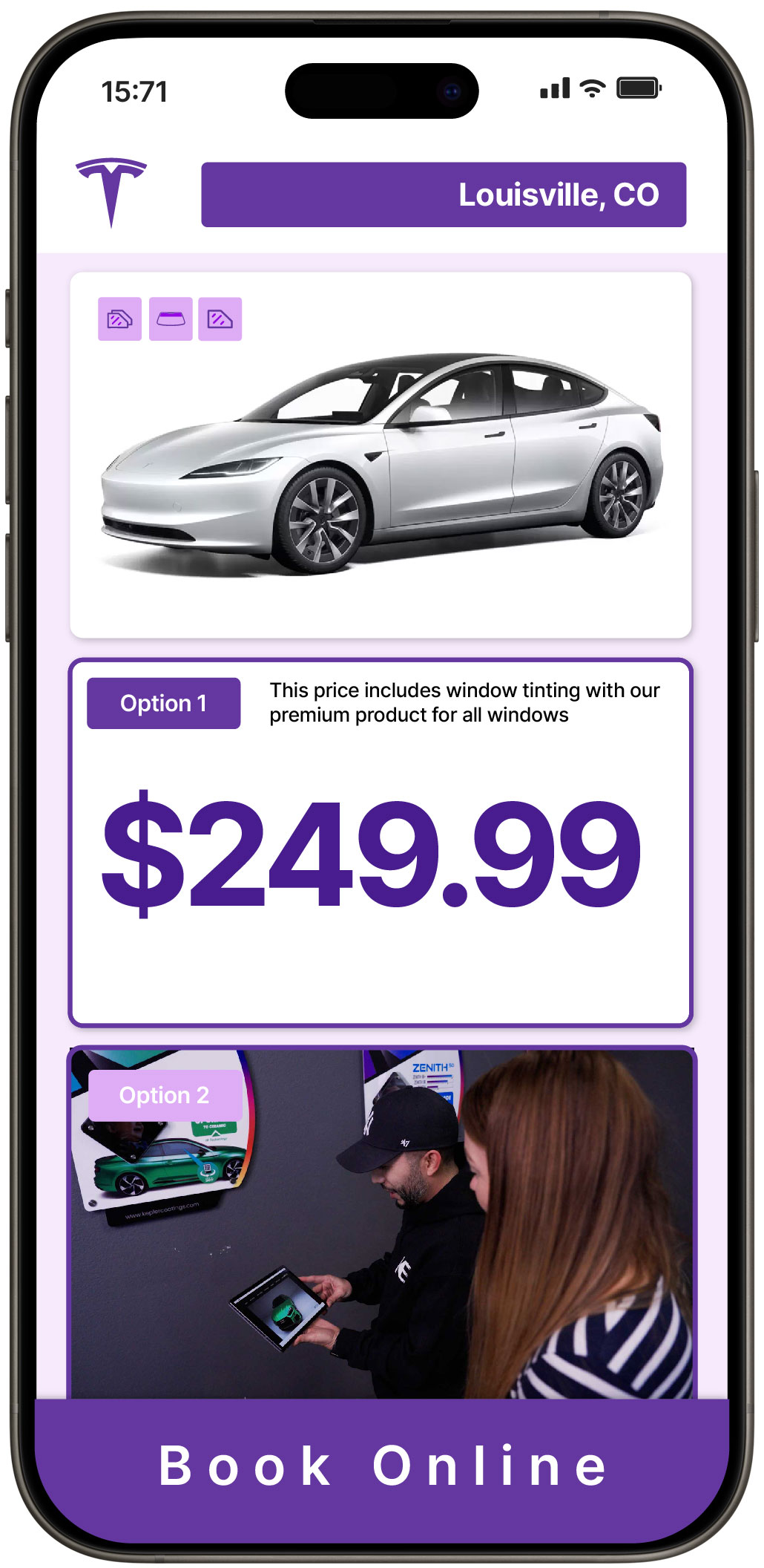 View Reasonable Tesla Window Tinting Costs in Louisville, Colorado