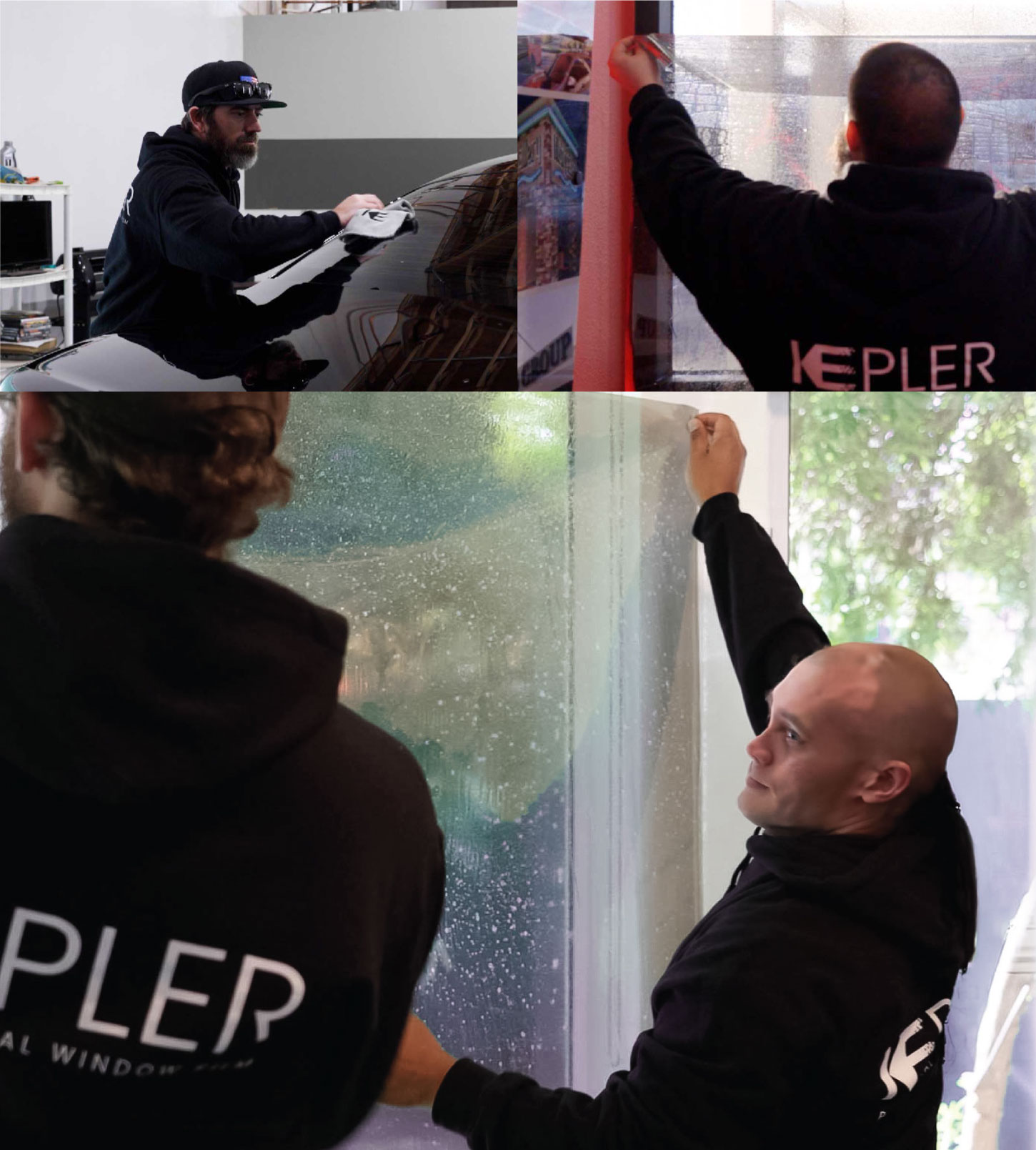 Kepler Technician Applying Ceramic Window Tint to Home in Perry
