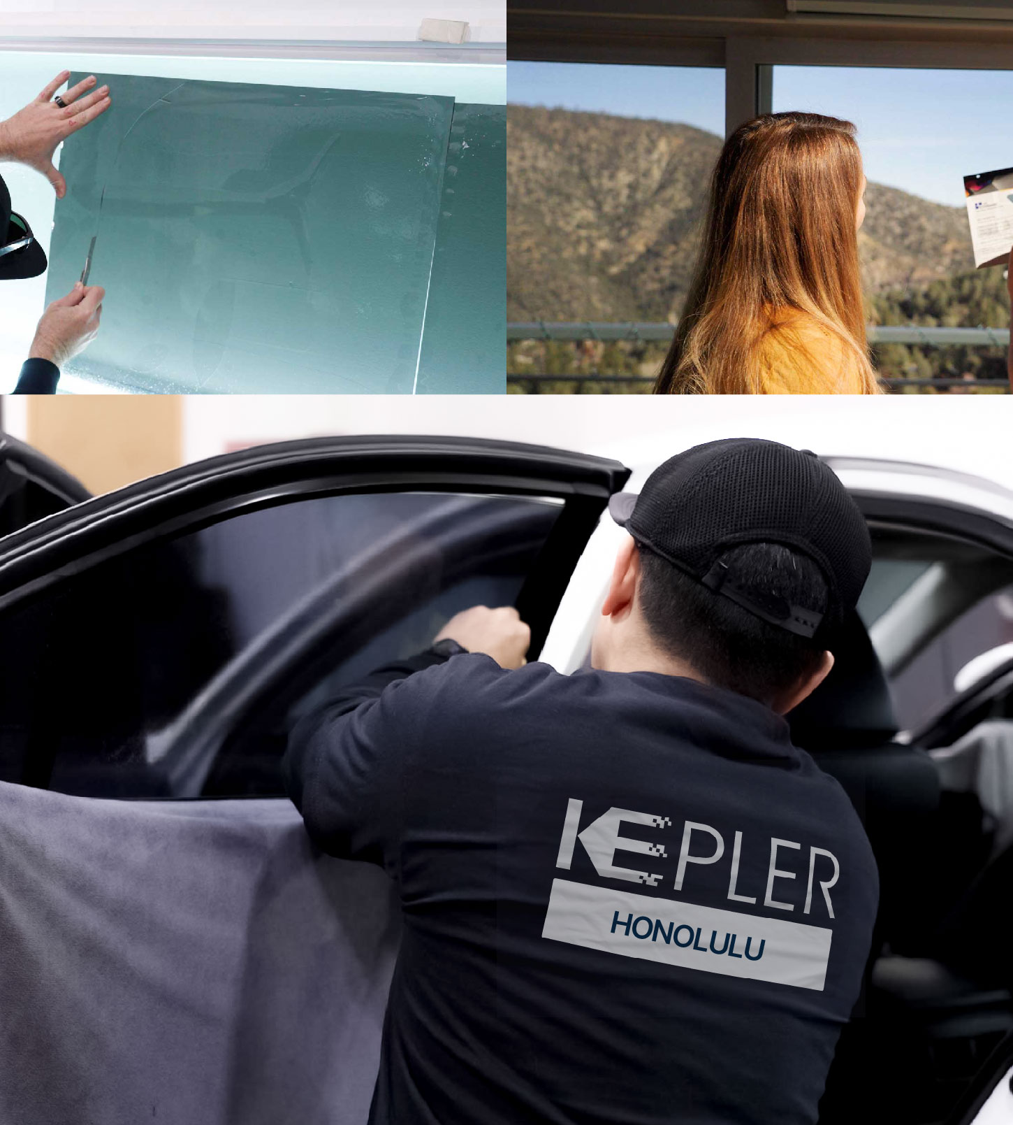 Automotive Window Tinting Expert Applying Film in Honolulu, Hawaii
