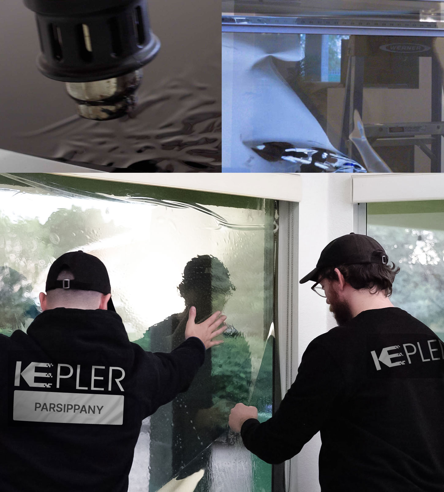 Expert Technician Installing Advanced Window Tint to Home in Parsippany
