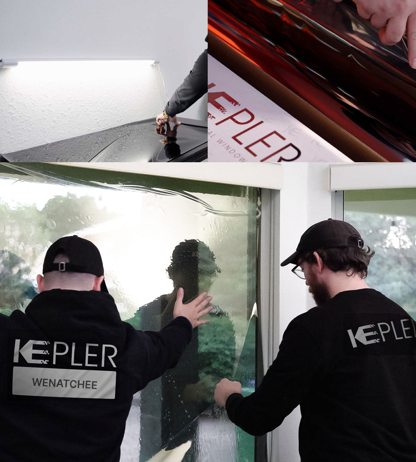 Kepler Technician Fitting High-tech Window Tint to Home in Wenatchee