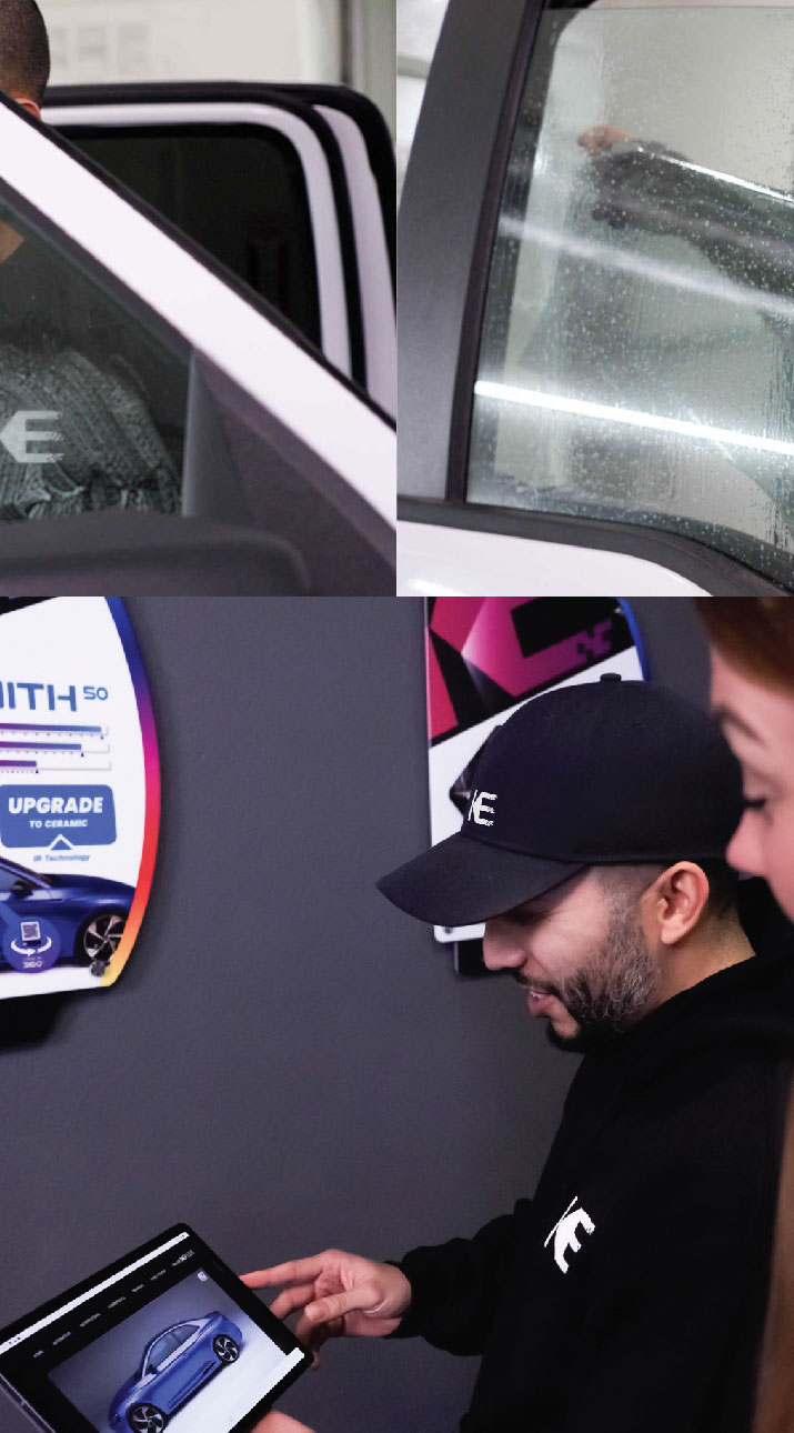 Kepler Dealer Showing Car Window Film Options to Customer in Newberg, Oregon