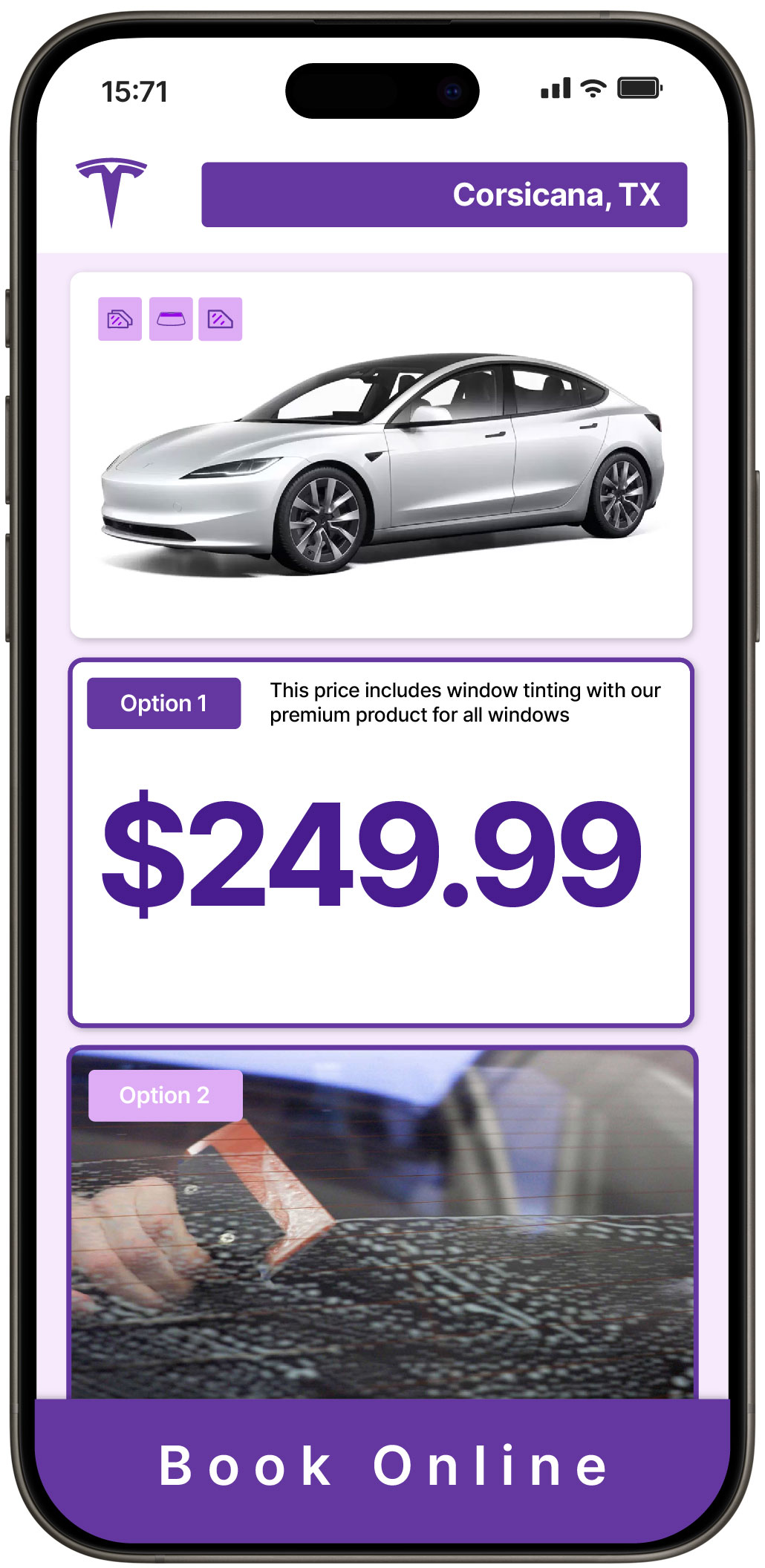 View Competitive Tesla Window Tinting Prices in Corsicana, Texas