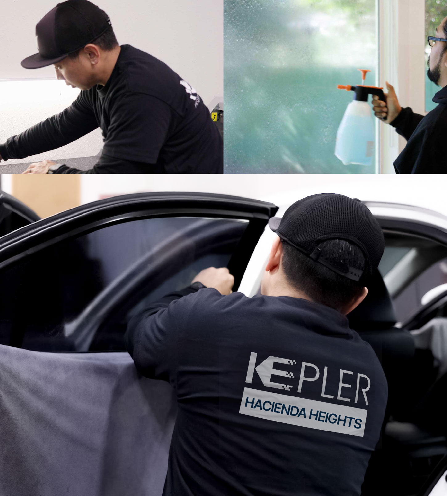 Automotive Window Tinting Expert Applying Film in Hacienda Heights, California