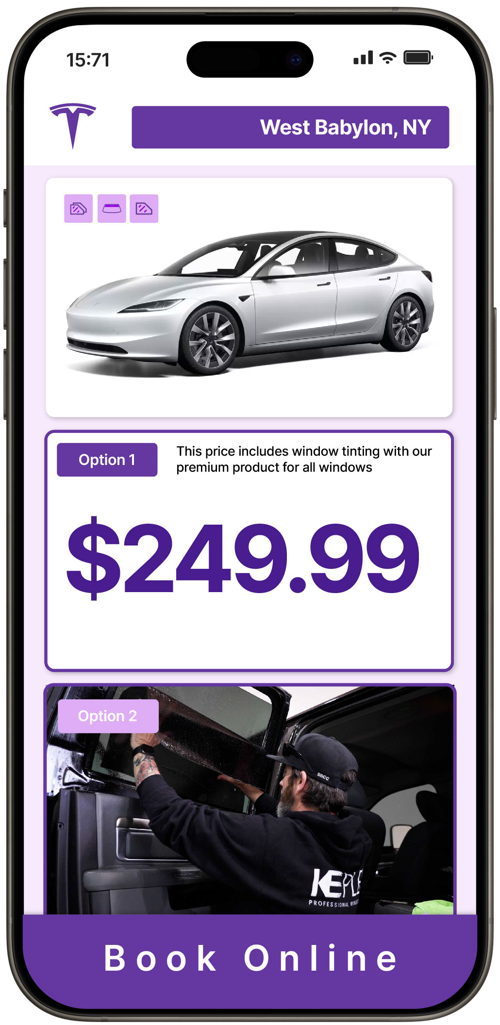 View Competitive Tesla Window Tinting Costs in West Babylon, New York