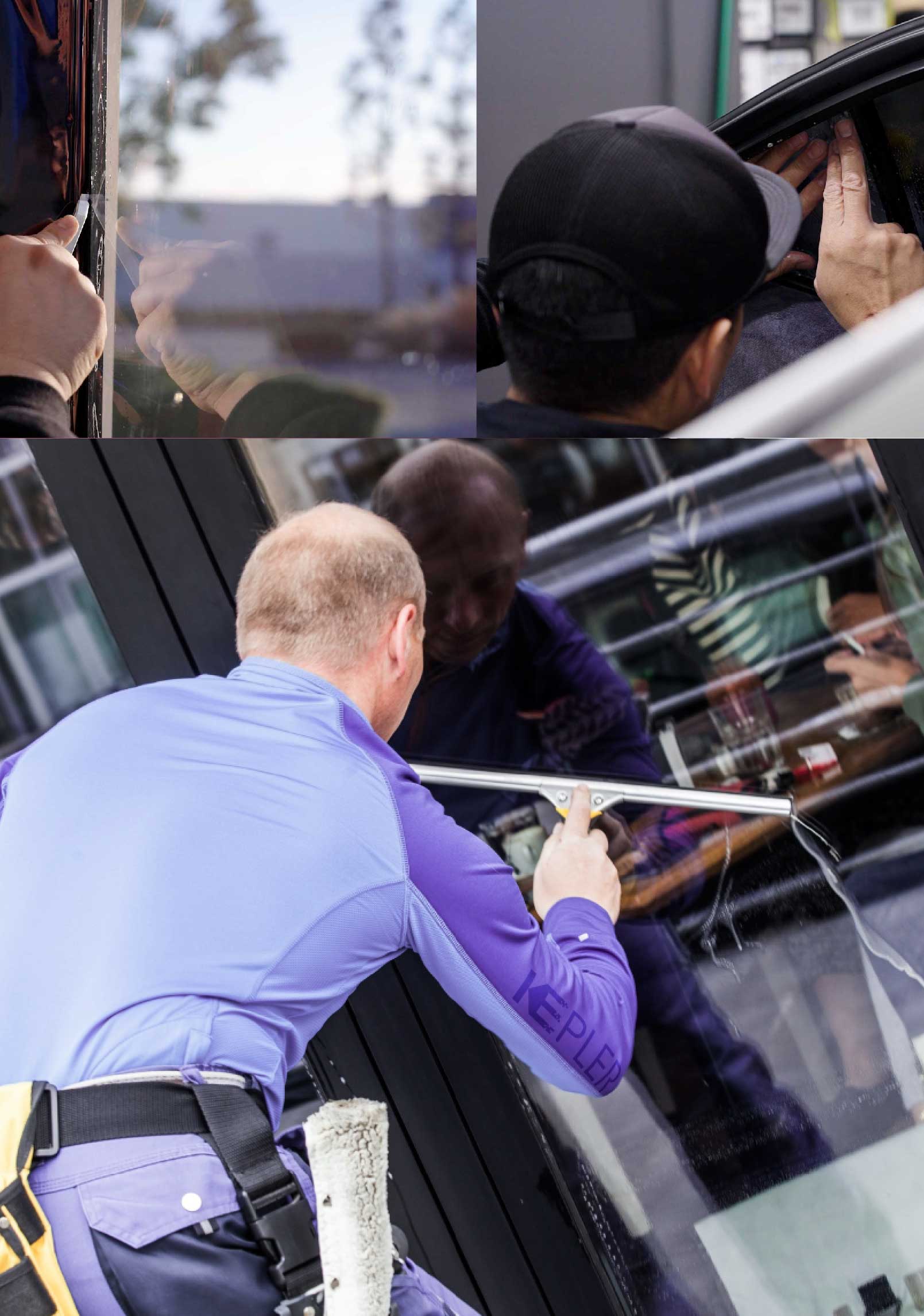 Kepler Skilled Applying Anti-Graffiti Window Film to a Penfield Shop Front