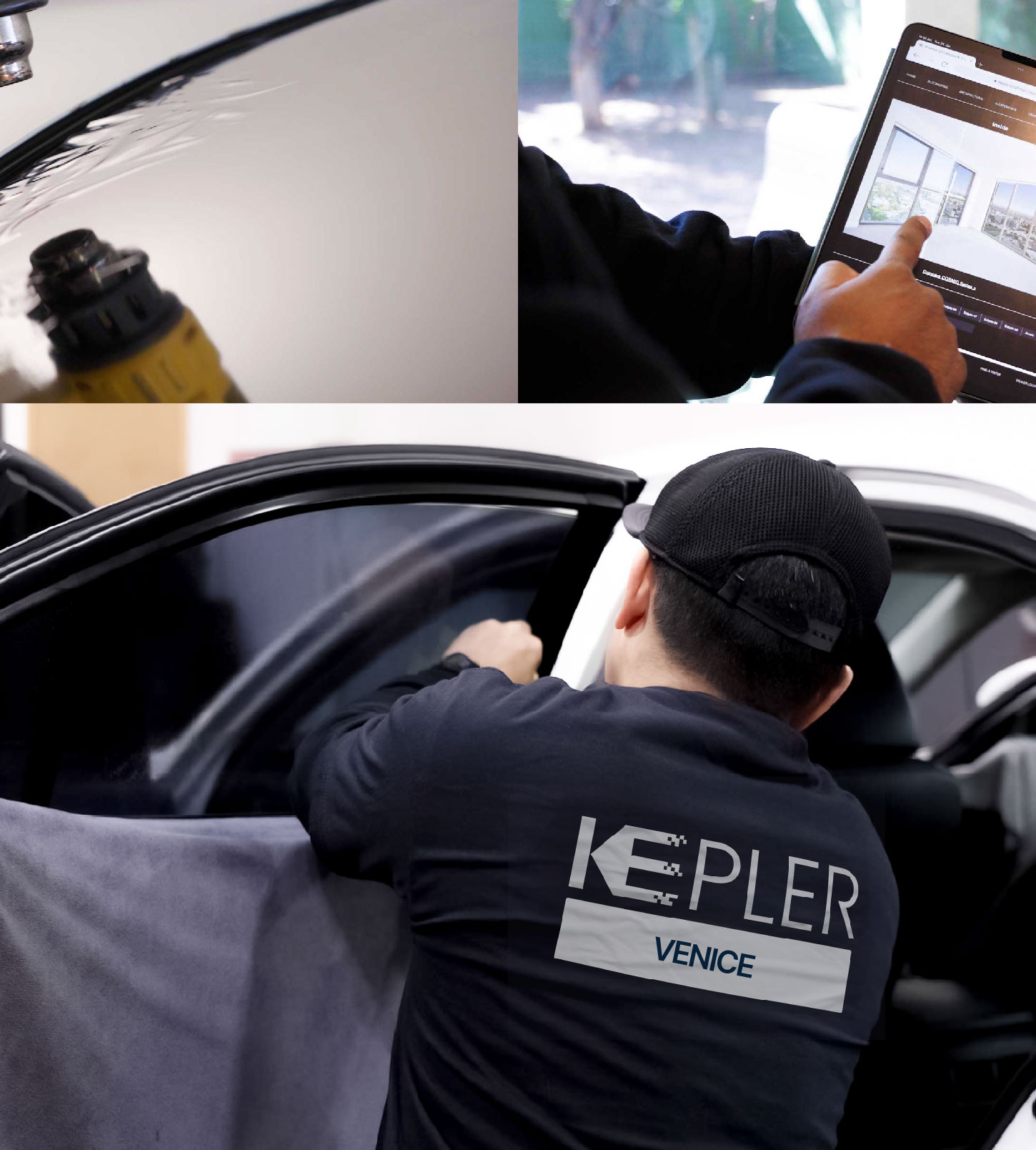 Automotive Window Tinting Expert Applying Film in Venice, Florida