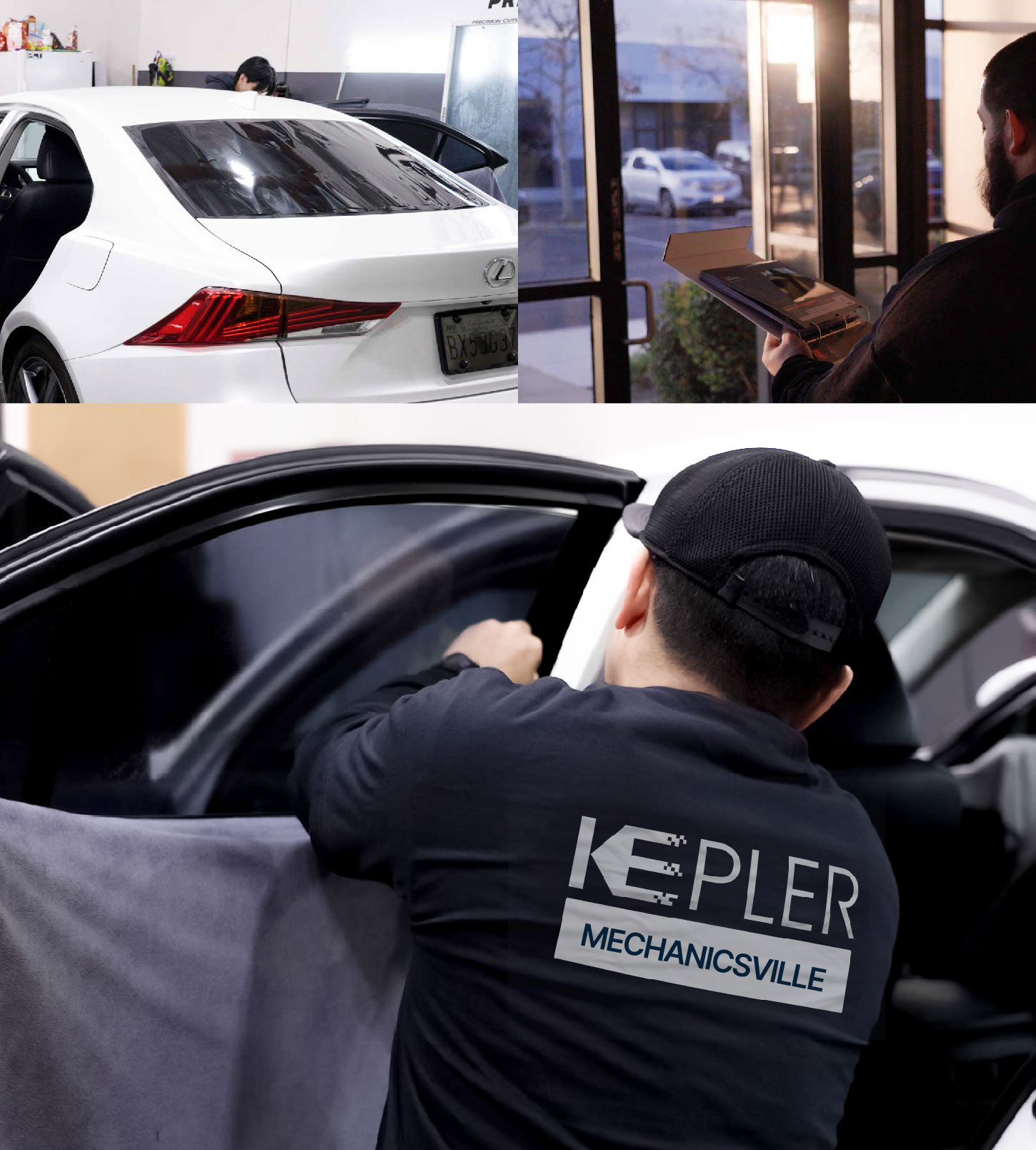 Automotive Window Tinting Expert Applying Film in Mechanicsville, Virginia