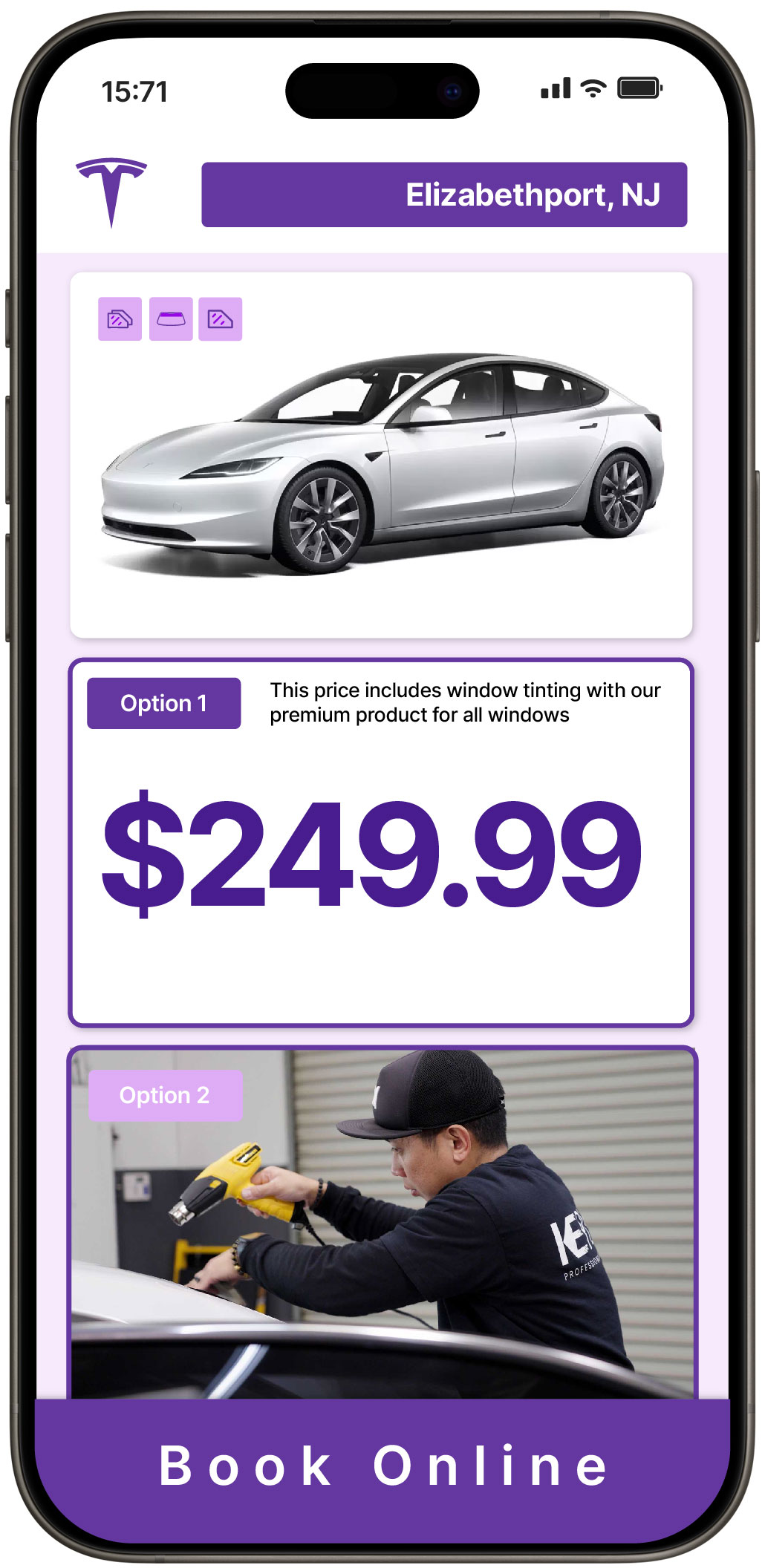 View Competitive Tesla Window Tinting Costs in Elizabethport, New Jersey