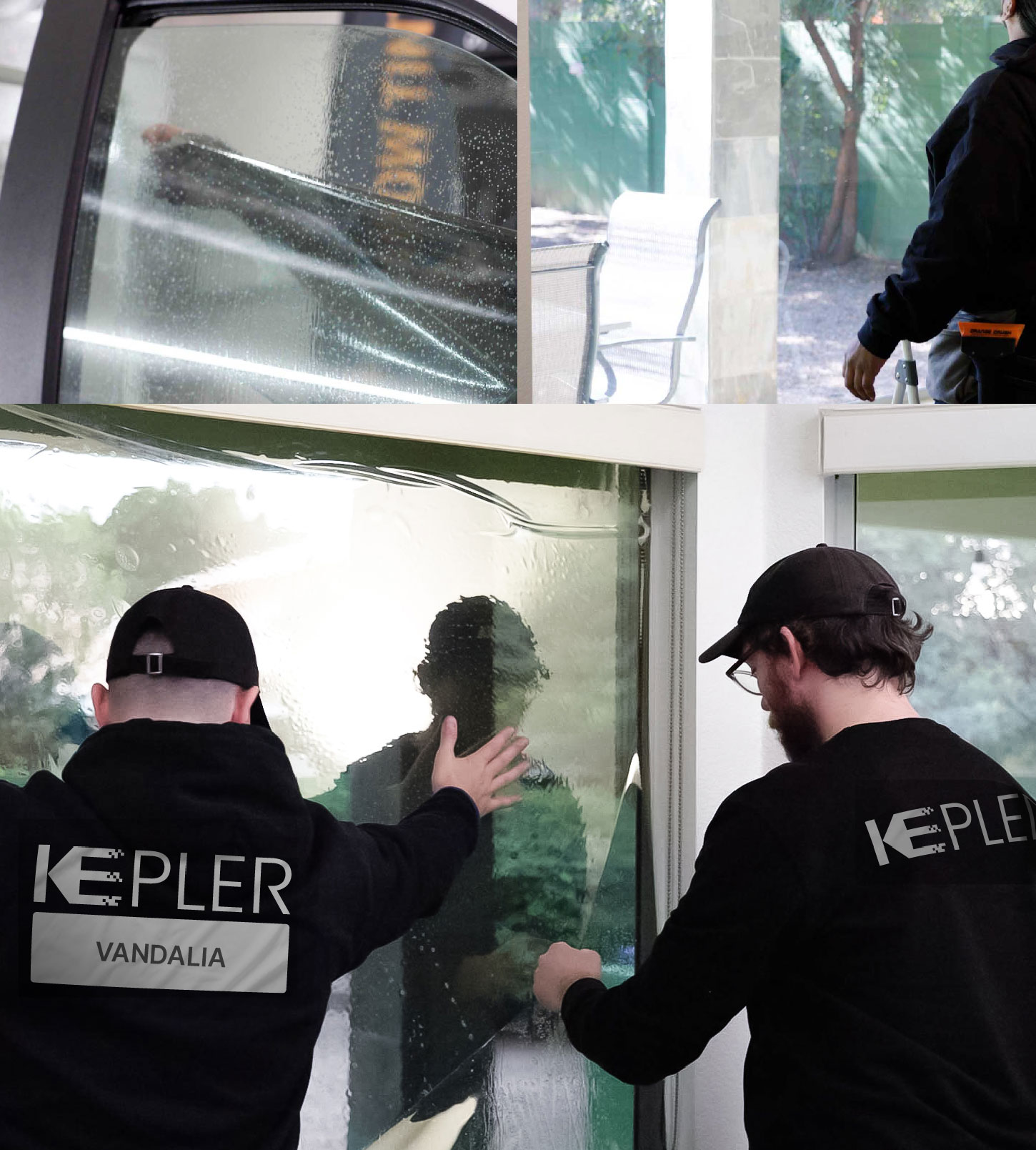 Expert Technician Installing High-tech Window Tint to Home in Vandalia
