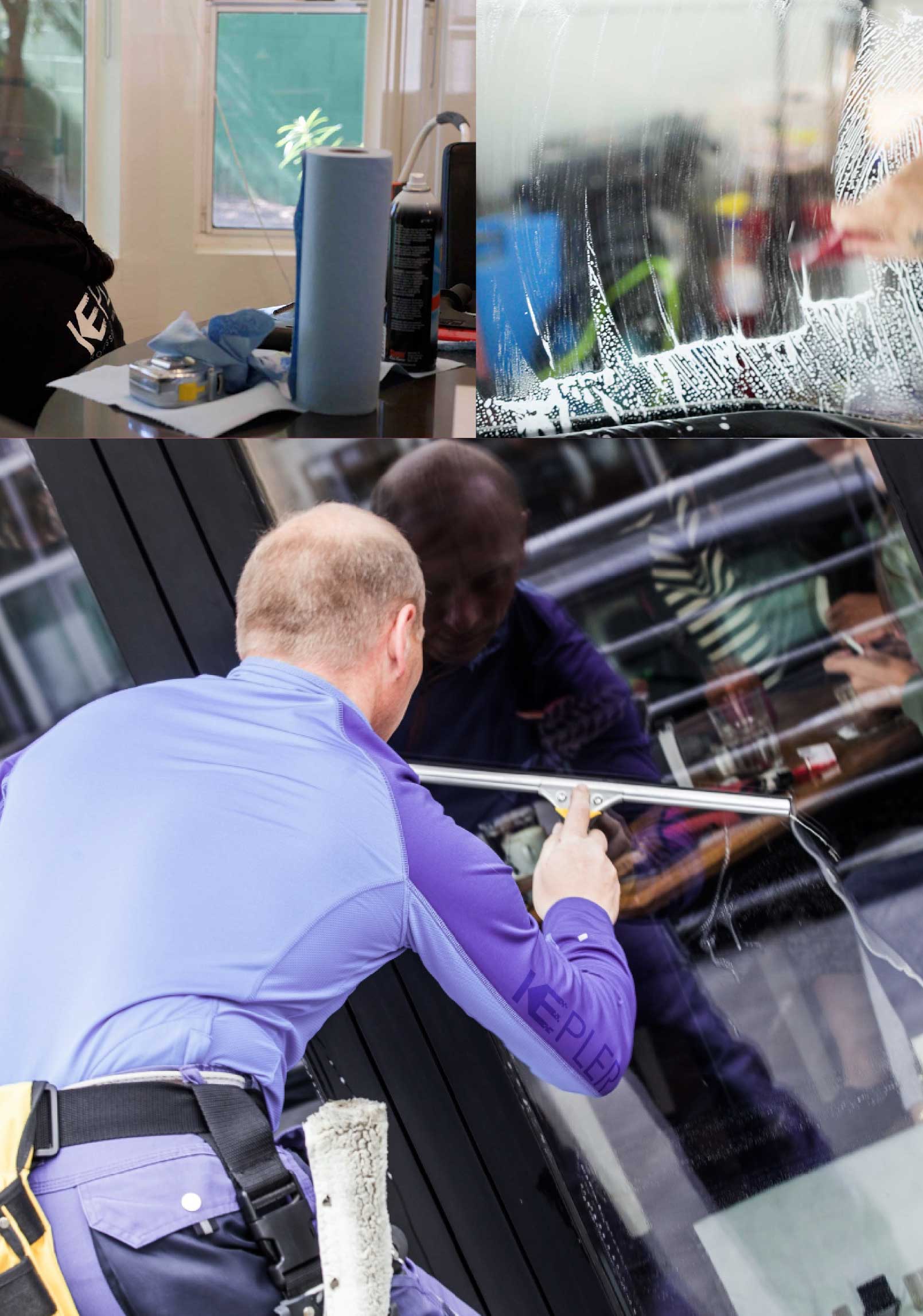 Kepler Skilled Applying Anti-Graffiti Window Film to a Schaumburg Shop Front